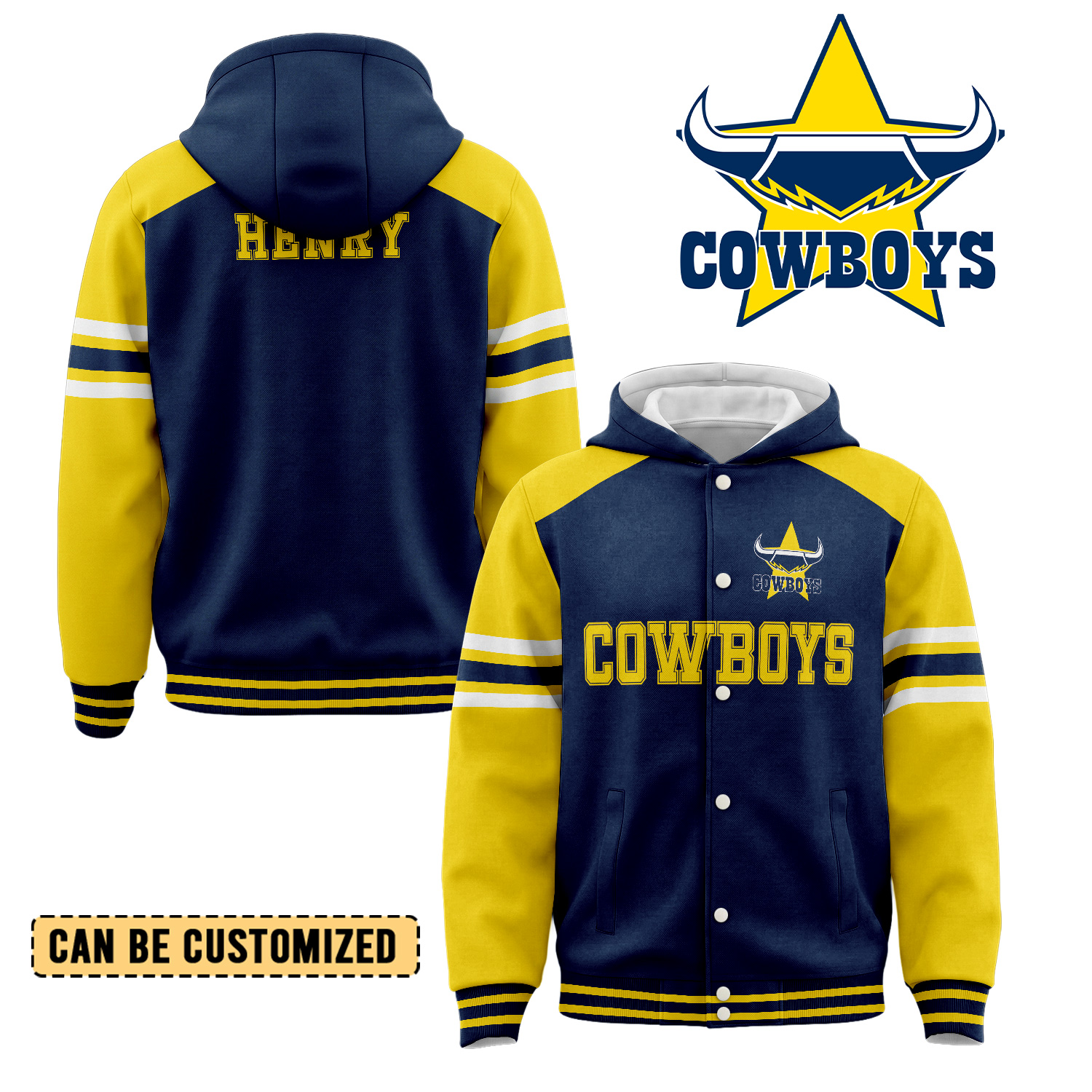 Auspiritmerch North Queensland Cowboys Personalized Hoodie Baseball Jacket Gift For Fans