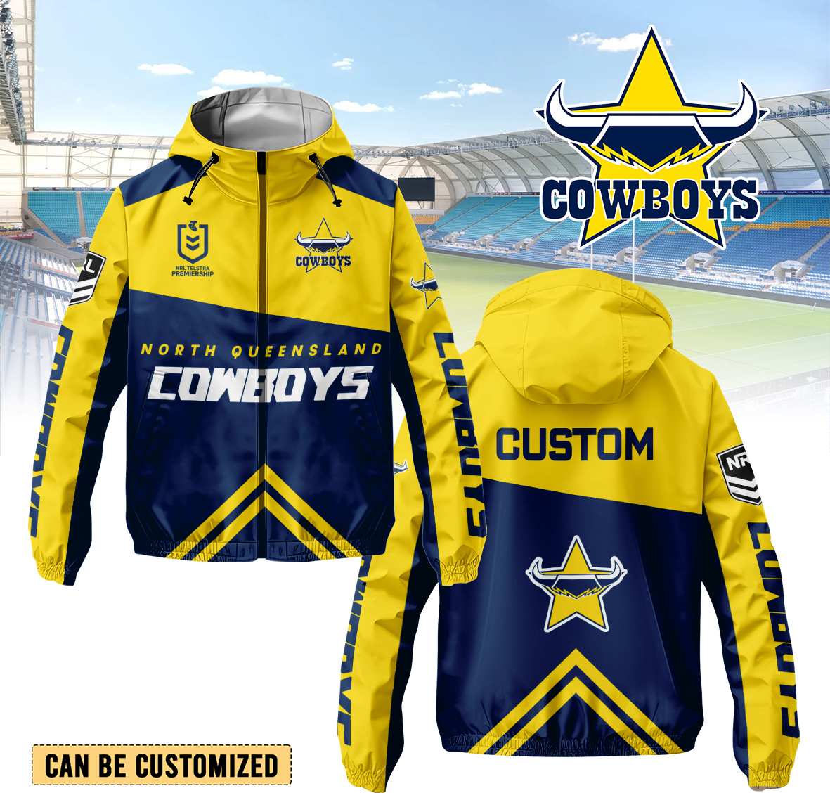 Auspiritmerch North Queensland Cowboys Personalized Sports Windbreaker Jacket For Fans