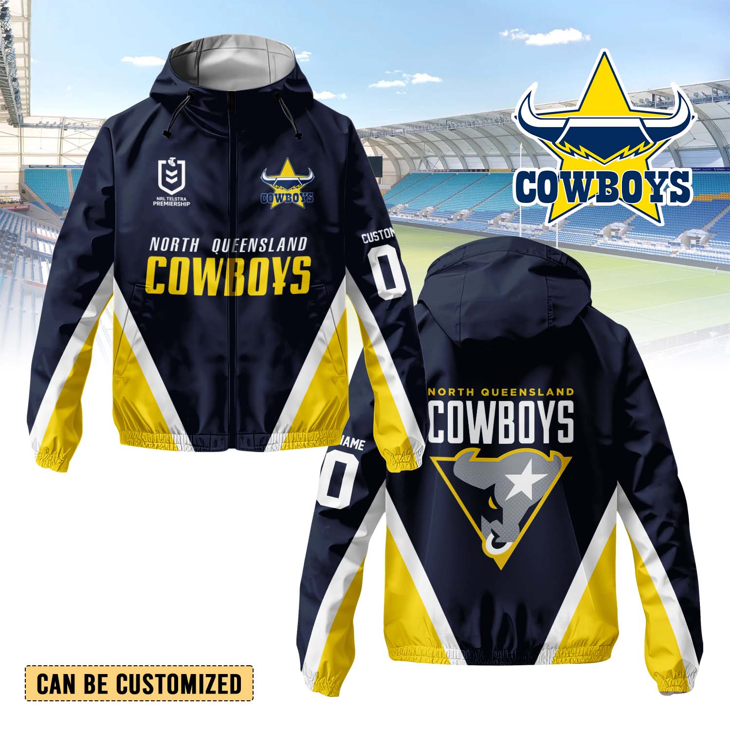 Auspiritmerch North Queensland Cowboys Personalized Sports Windbreaker Jacket For Fans