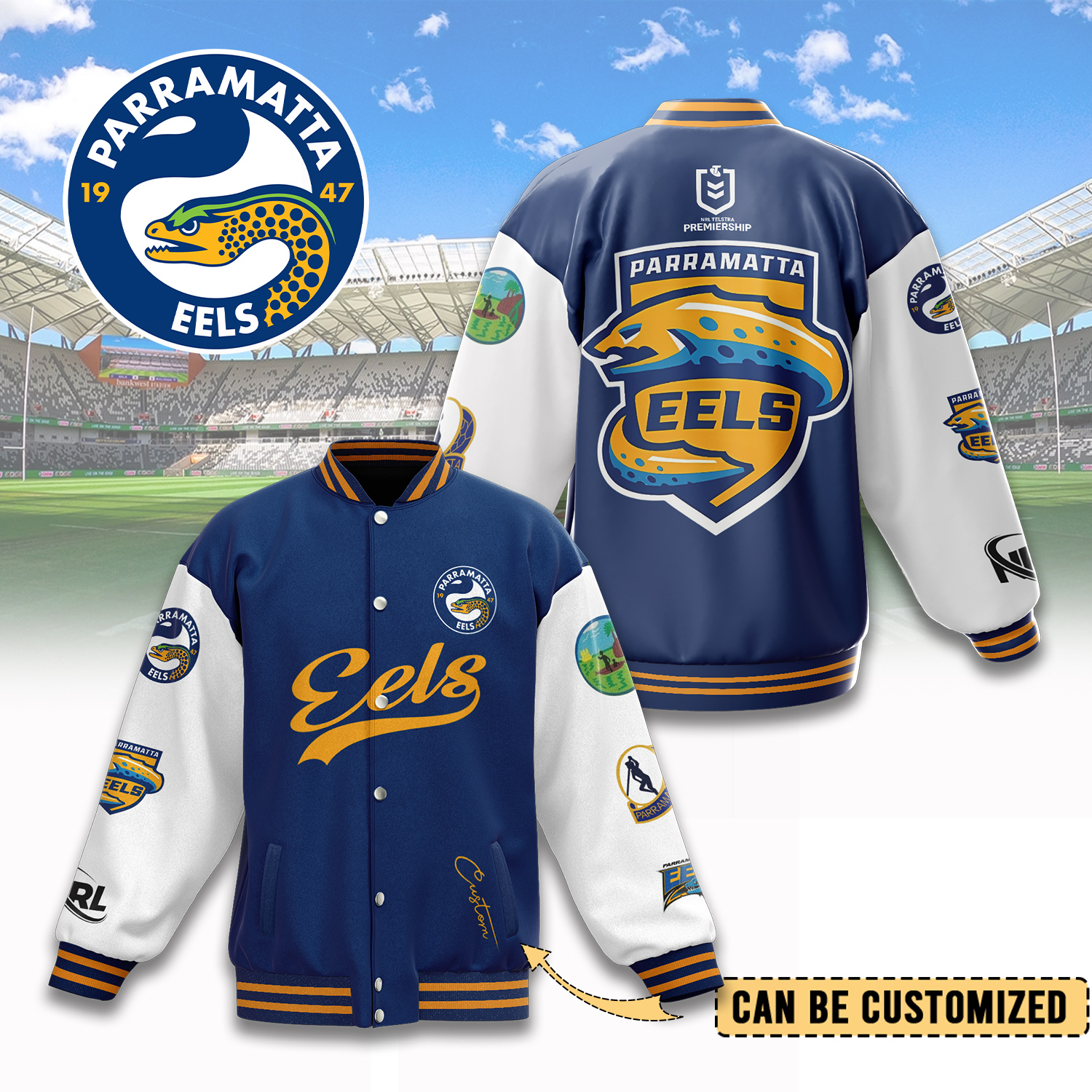 Auspiritmerch Parramatta Eels Personalized Baseball Jacket Gifts For Fans