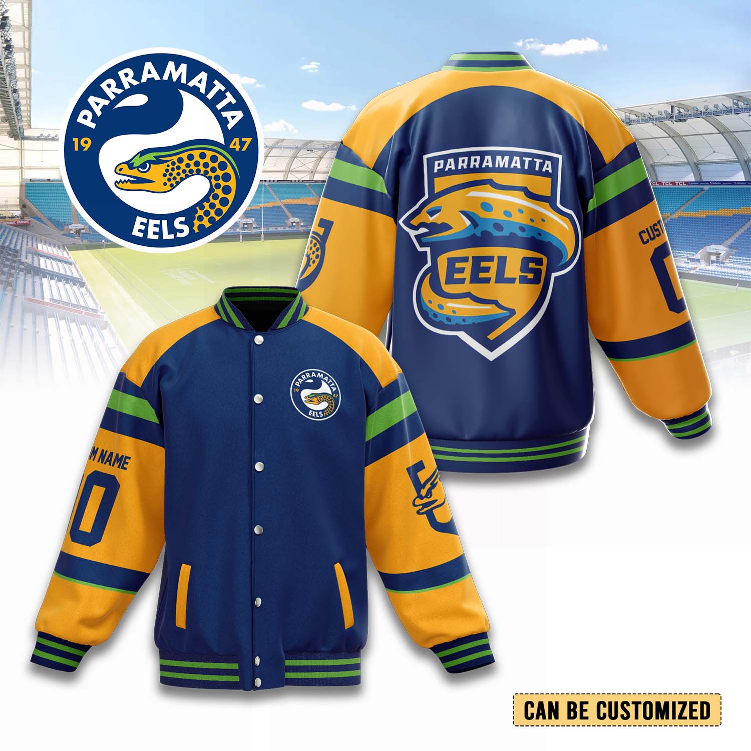 Auspiritmerch Parramatta Eels Personalized Baseball Jacket Gifts For Fans
