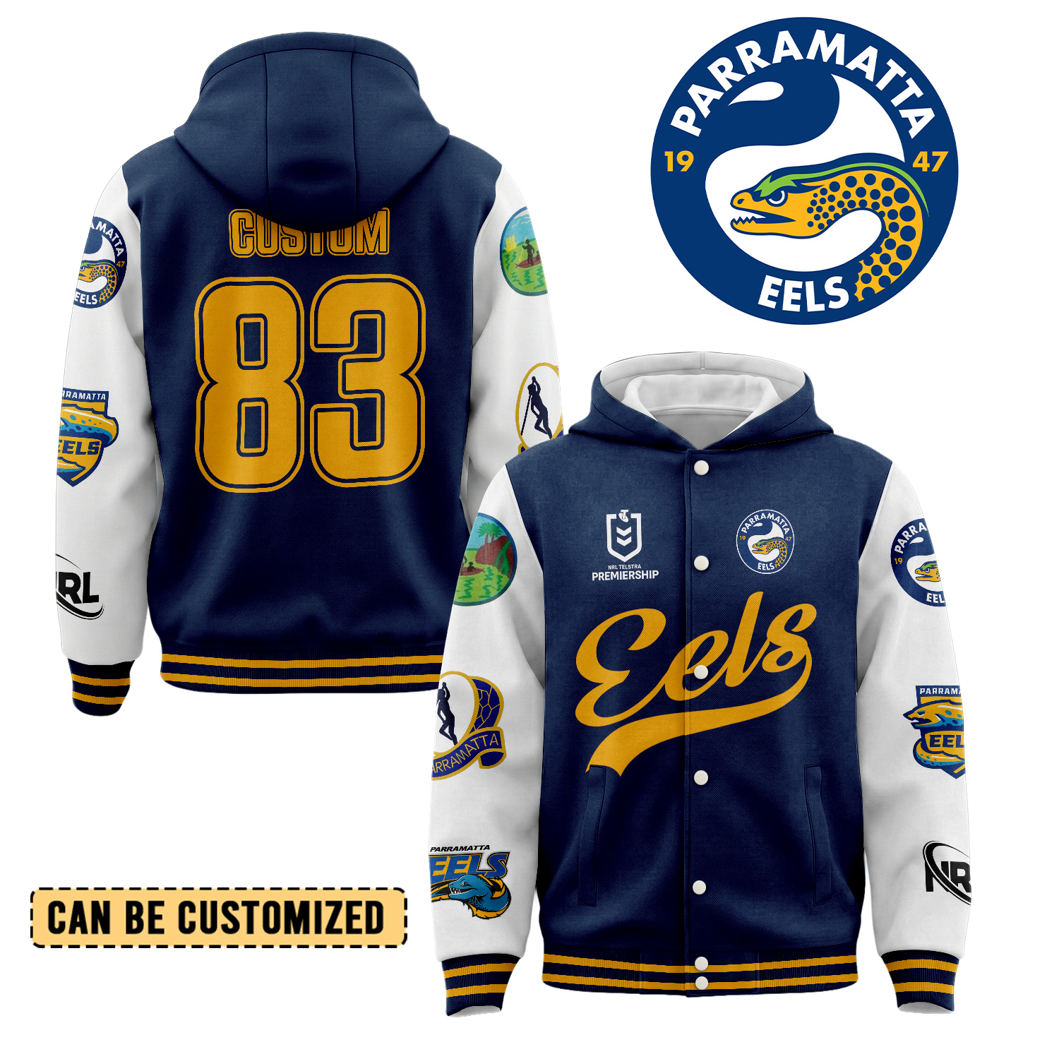 Auspiritmerch Parramatta Eels Personalized Hoodie Baseball Jacket Gift For Fans