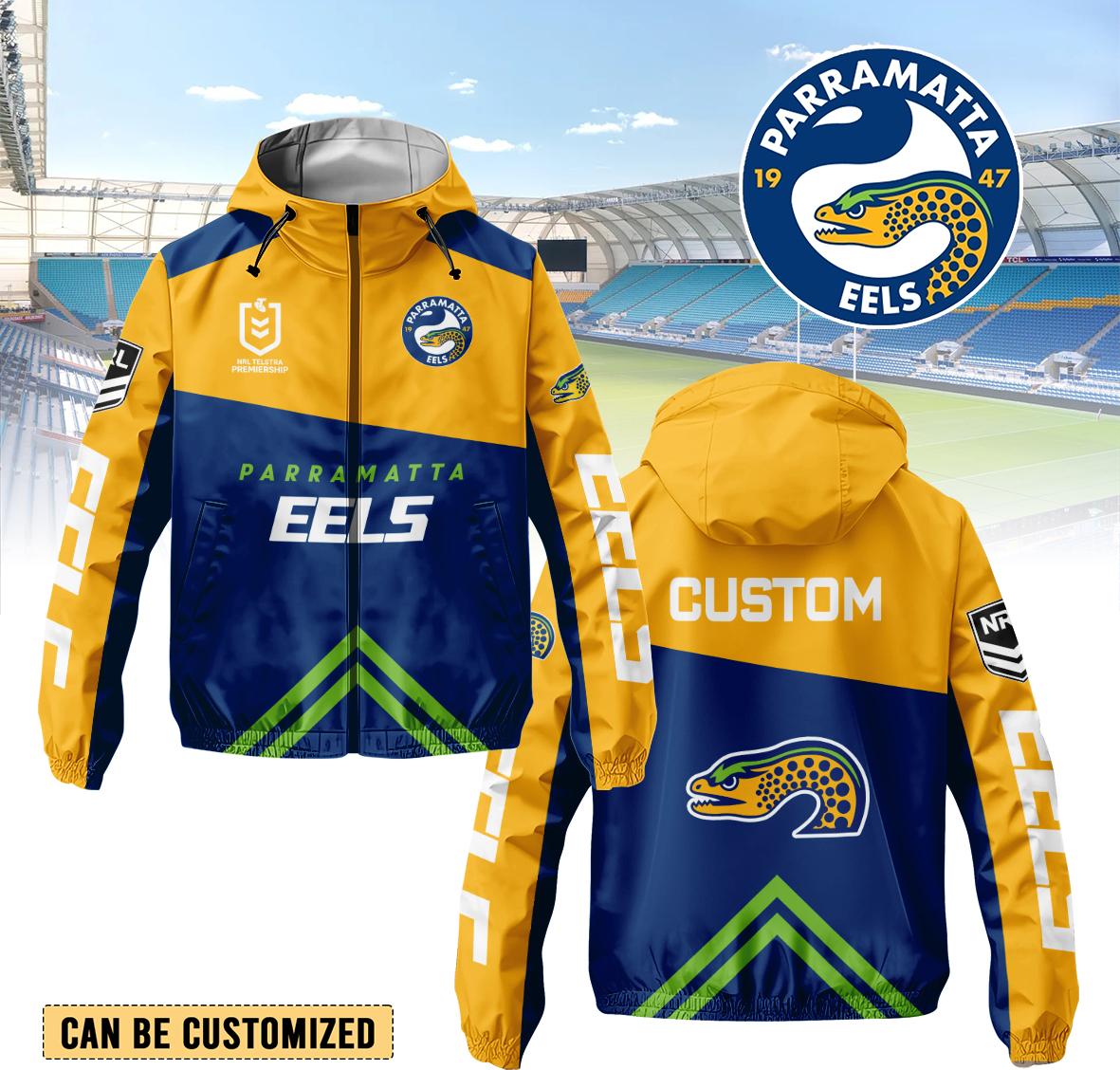 Auspiritmerch Parramatta Eels Personalized Sports Windbreaker Jacket For Fans