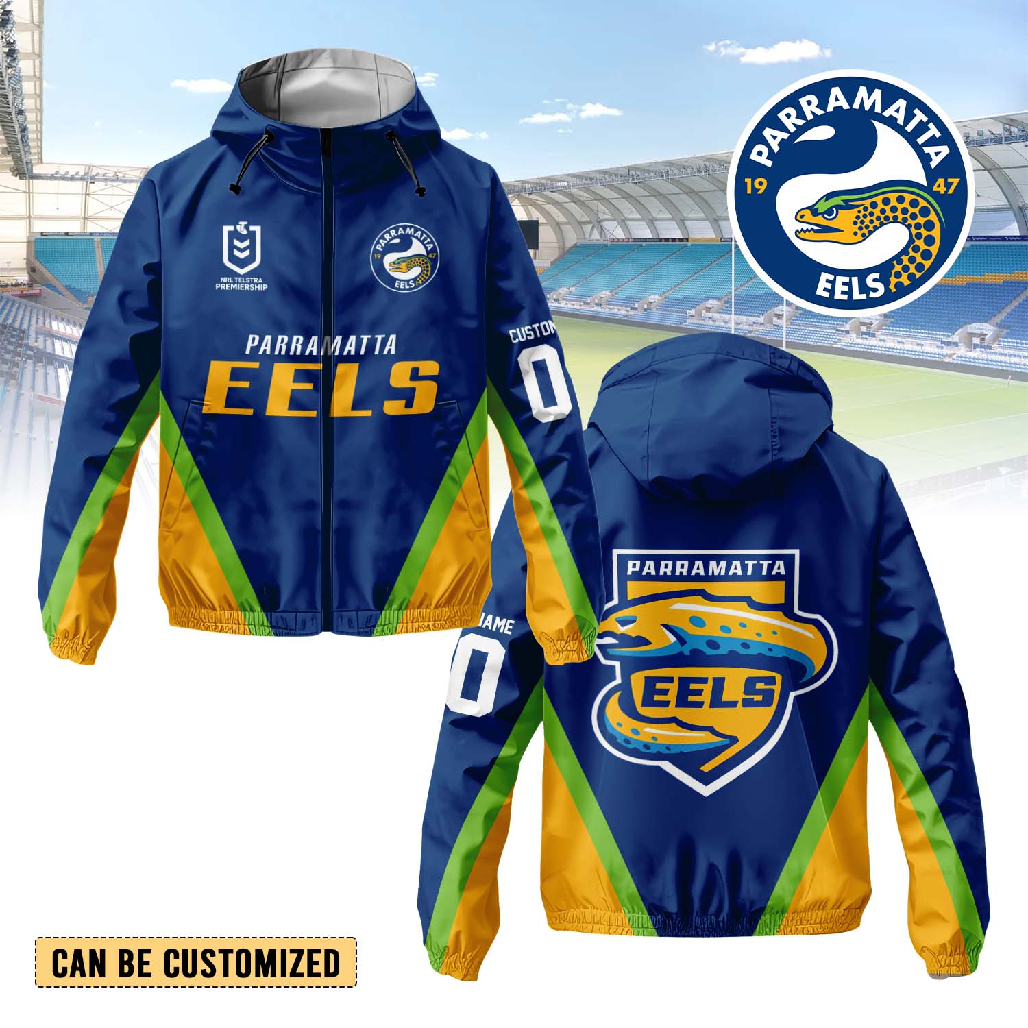 Auspiritmerch Parramatta Eels Personalized Sports Windbreaker Jacket For Fans