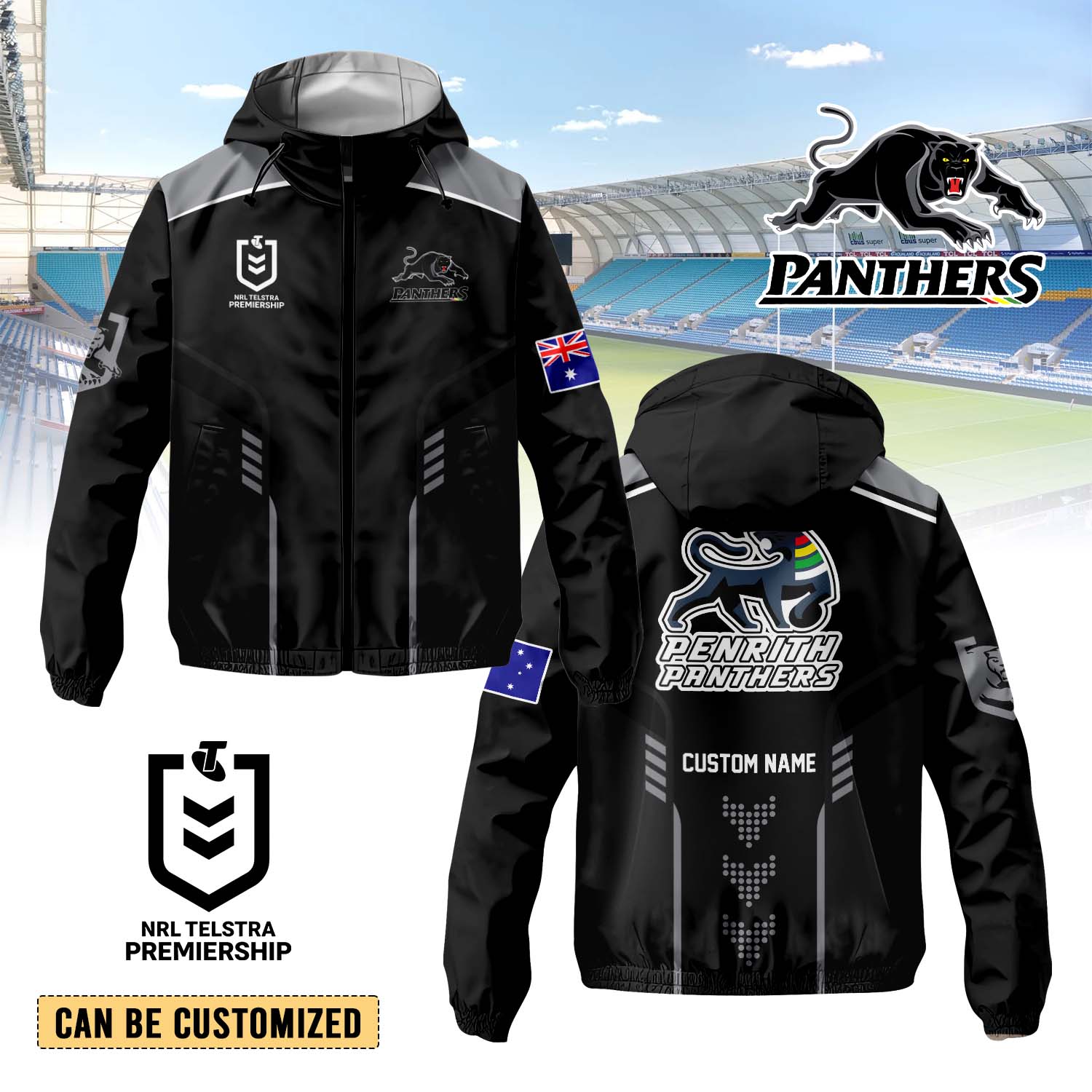 Auspiritmerch Penrith Panthers Personalized Sports Windbreaker Jacket For Fans