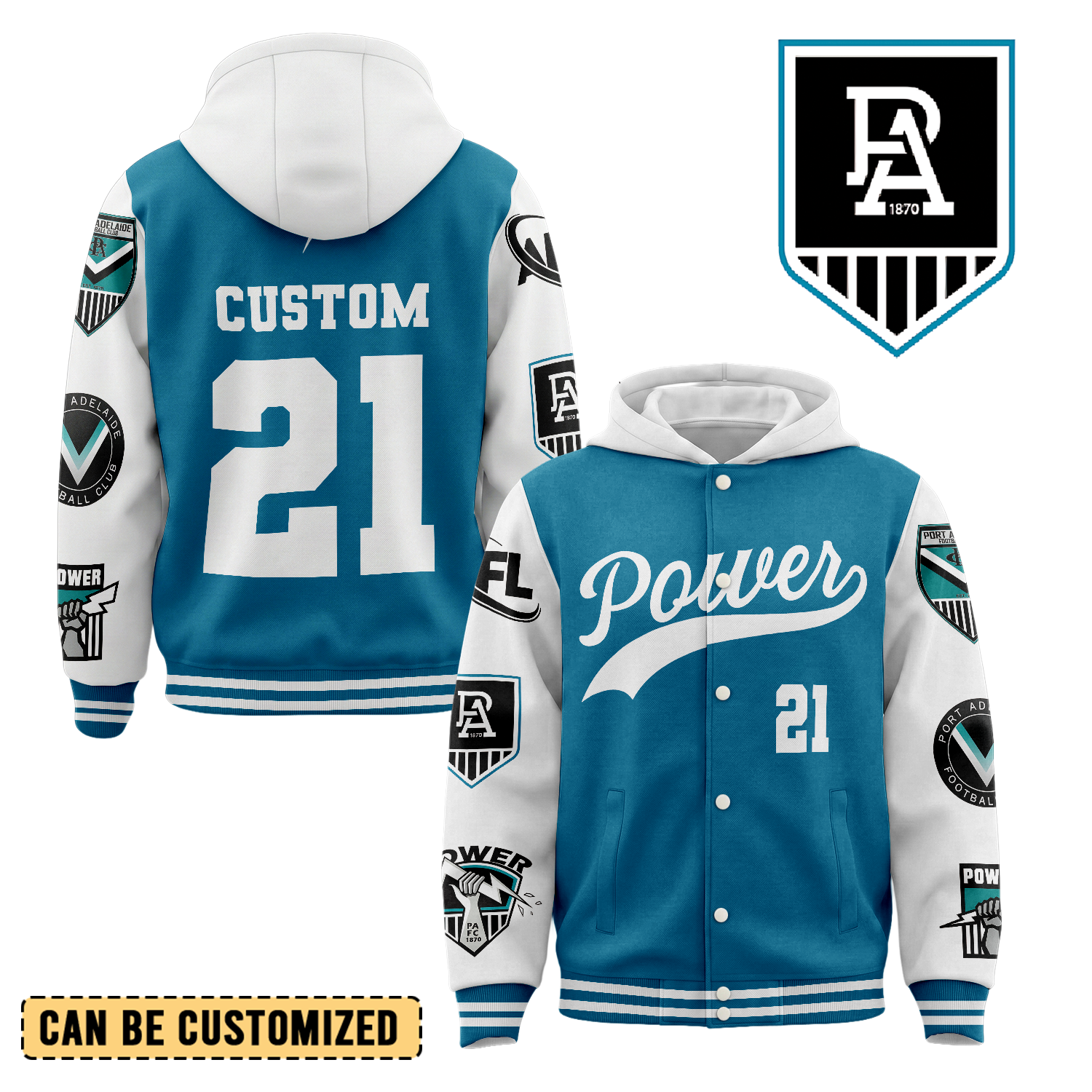 Auspiritmerch Port Adelaide Personalized Hoodie Baseball Jacket Gift For Fans