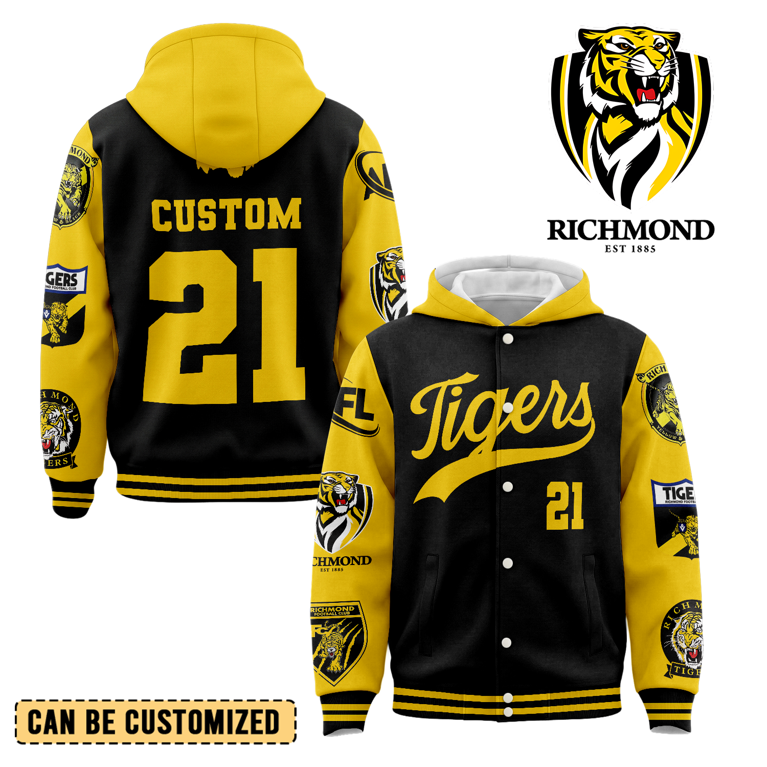Auspiritmerch Richmond Tigers Personalized Hoodie Baseball Jacket Gift For Fans