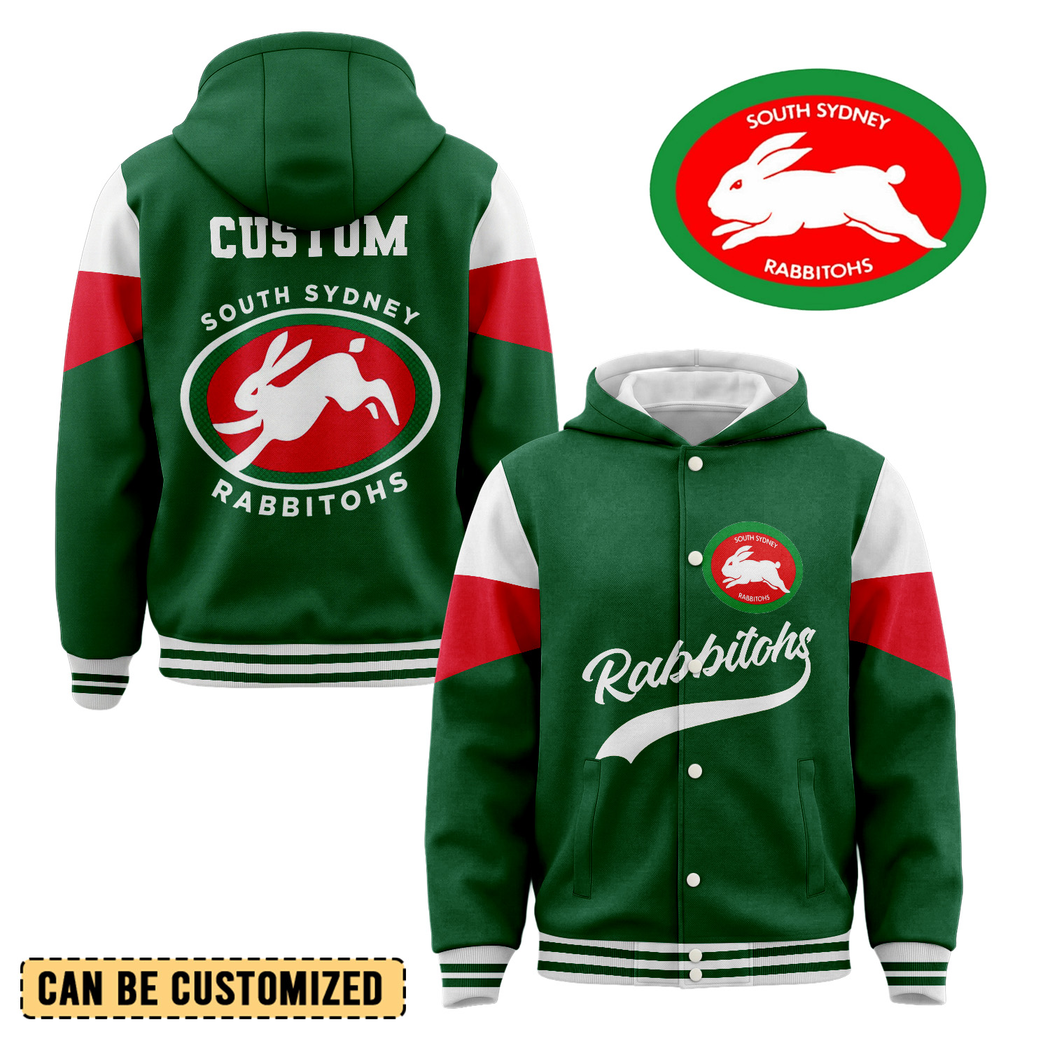 Auspiritmerch South Sydney Rabbitohs Personalized Hoodie Baseball Jacket Gift For Fans
