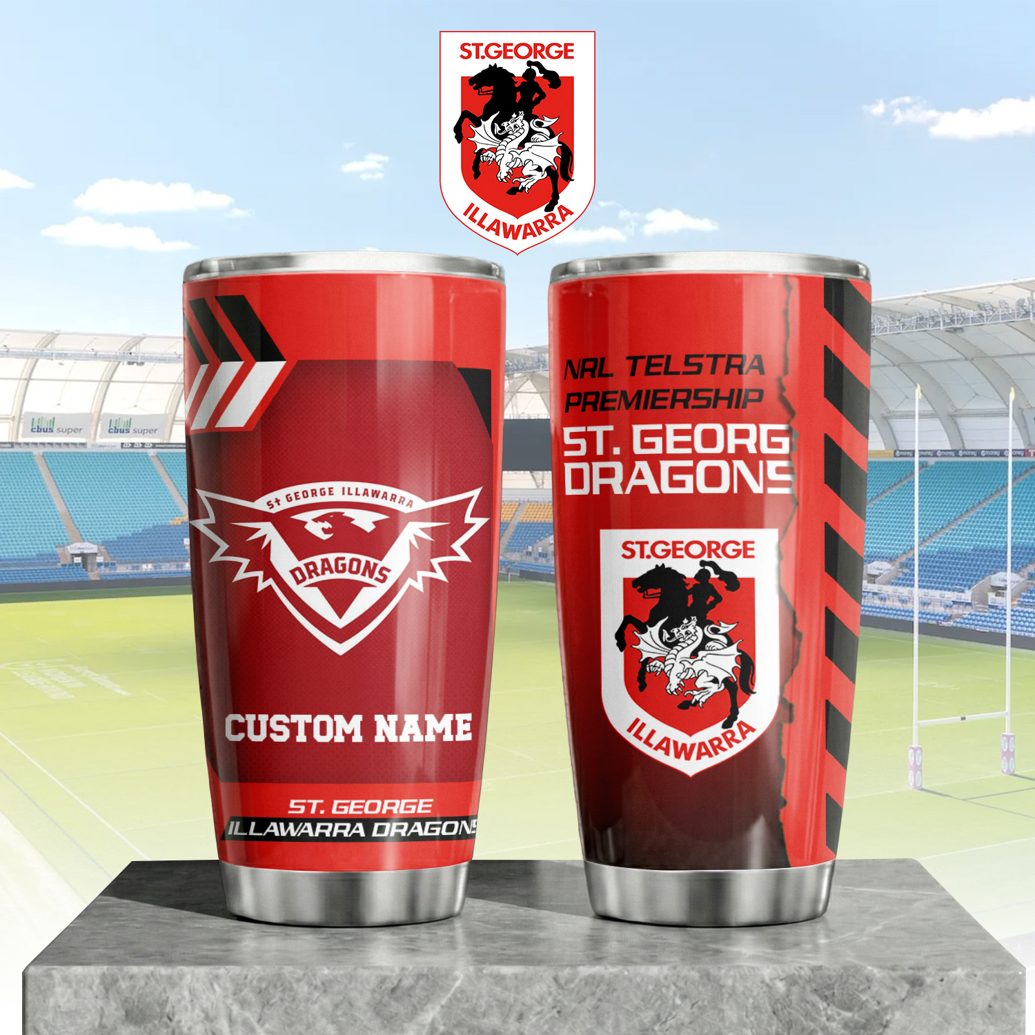 Auspiritmerch St. George Illawarra Dragons Custom Stanley Quencher 20oz Stainless Steel Tumbler