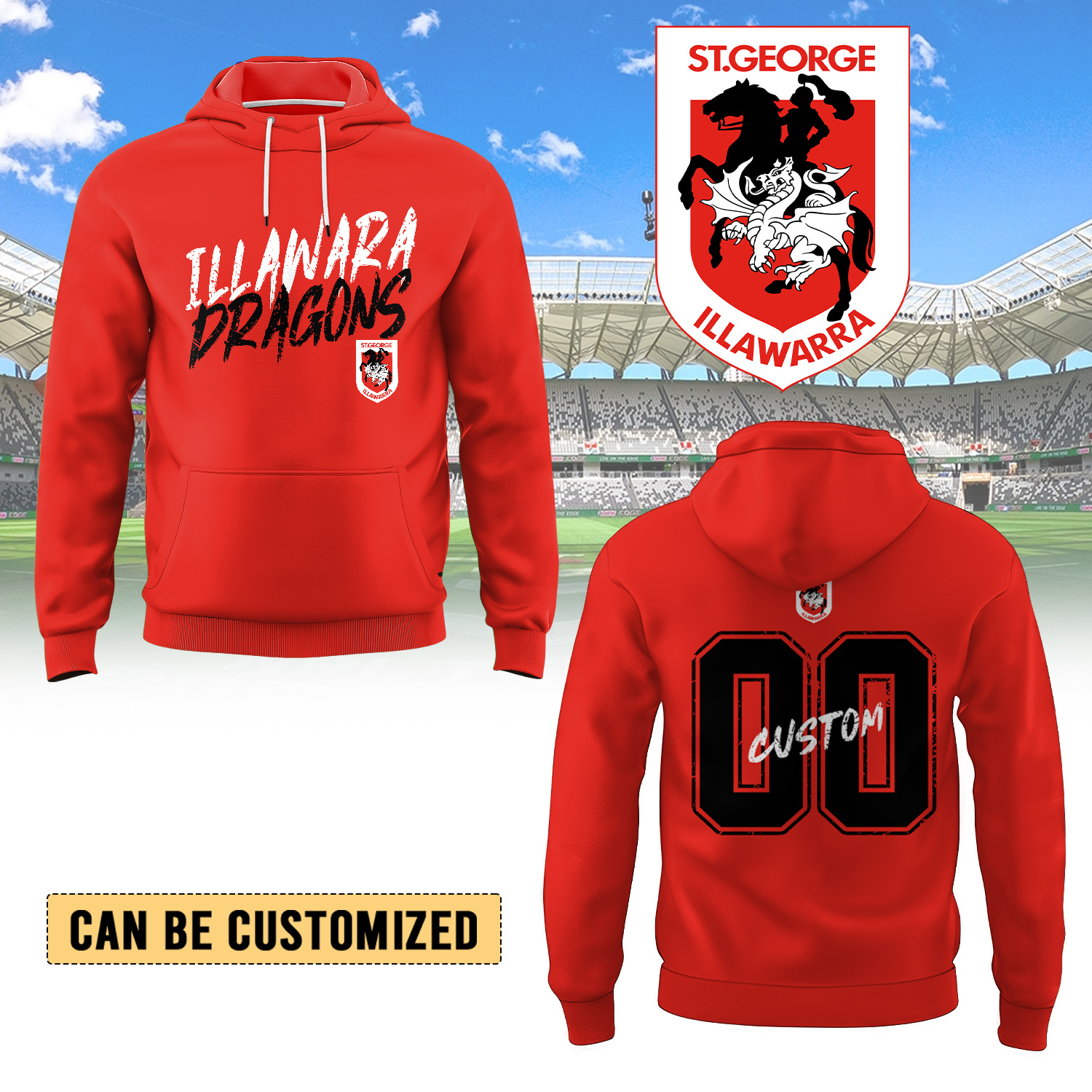 Auspiritmerch St. George Illawarra Dragons Personalized Hoodie Gift For Fans