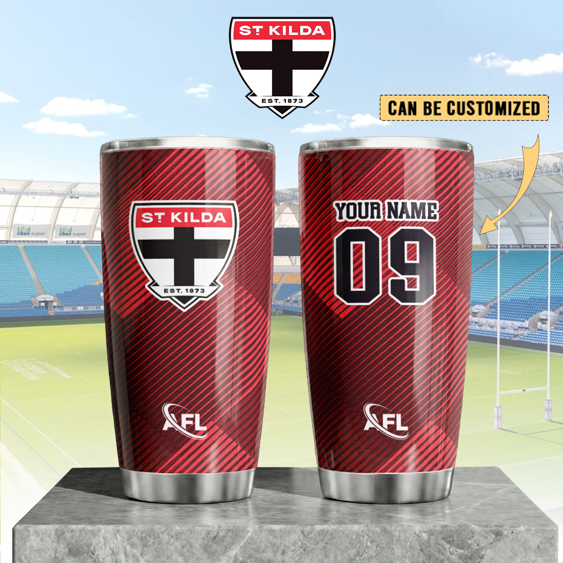 Auspiritmerch St Kilda Saints Custom Stanley Quencher 20oz Stainless Steel Tumbler