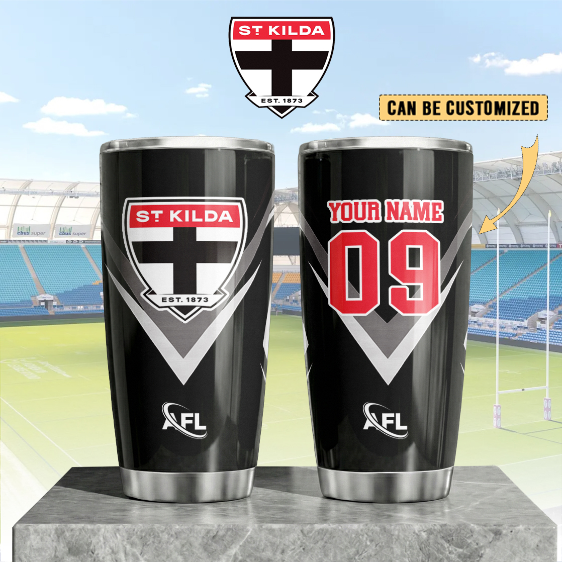 Auspiritmerch St Kilda Saints Custom Stanley Quencher 20oz Stainless Steel Tumbler