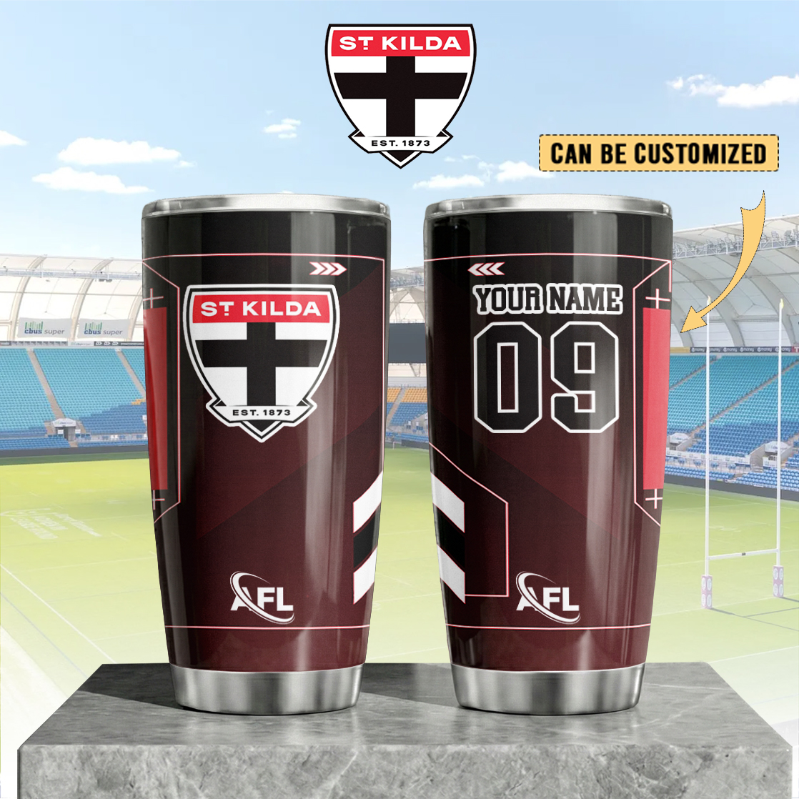 Auspiritmerch St Kilda Saints Custom Stanley Quencher 20oz Stainless Steel Tumbler