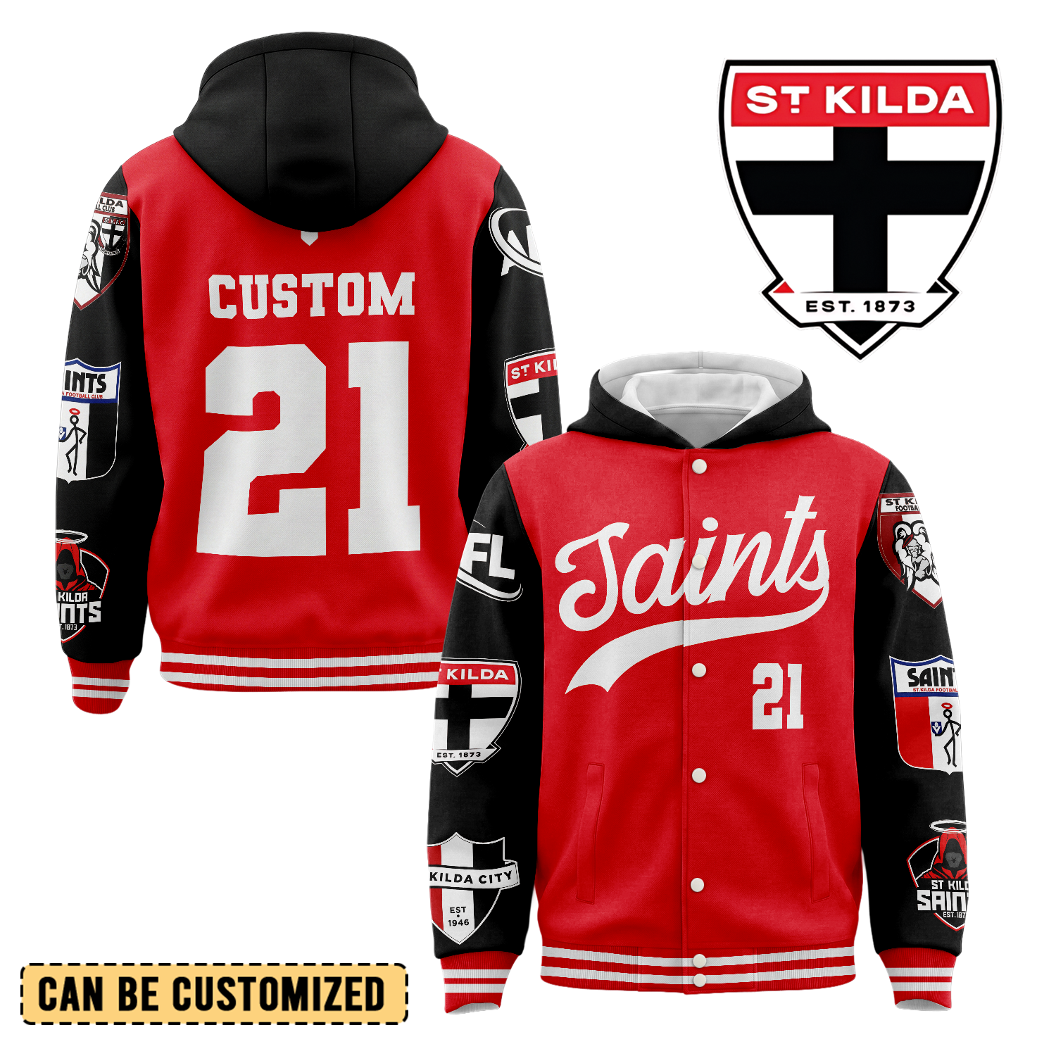 Auspiritmerch St Kilda Saints Personalized Hoodie Baseball Jacket Gift For Fans