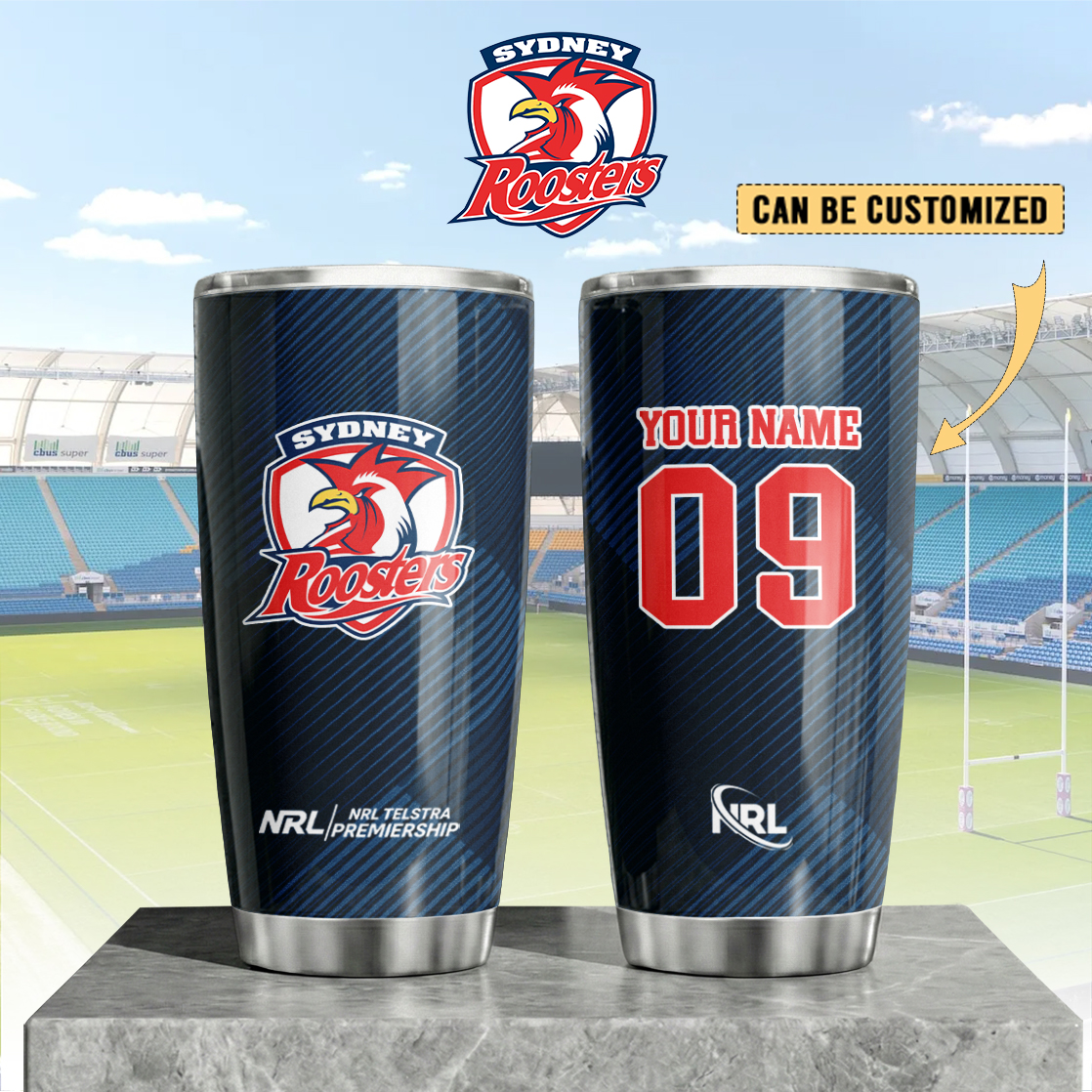 Auspiritmerch Sydney Roosters Custom Stanley Quencher 20oz Stainless Steel Tumbler