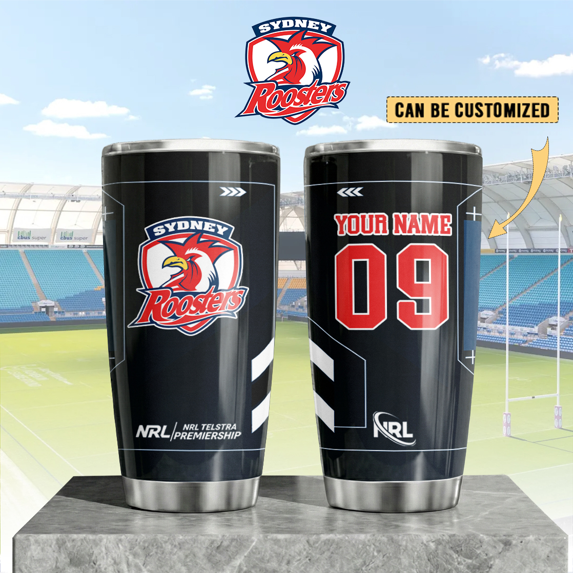 Auspiritmerch Sydney Roosters Custom Stanley Quencher 20oz Stainless Steel Tumbler