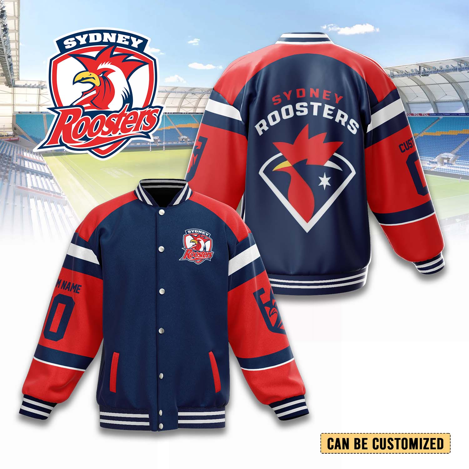 Auspiritmerch Sydney Roosters Personalized Baseball Jacket Gifts For Fans