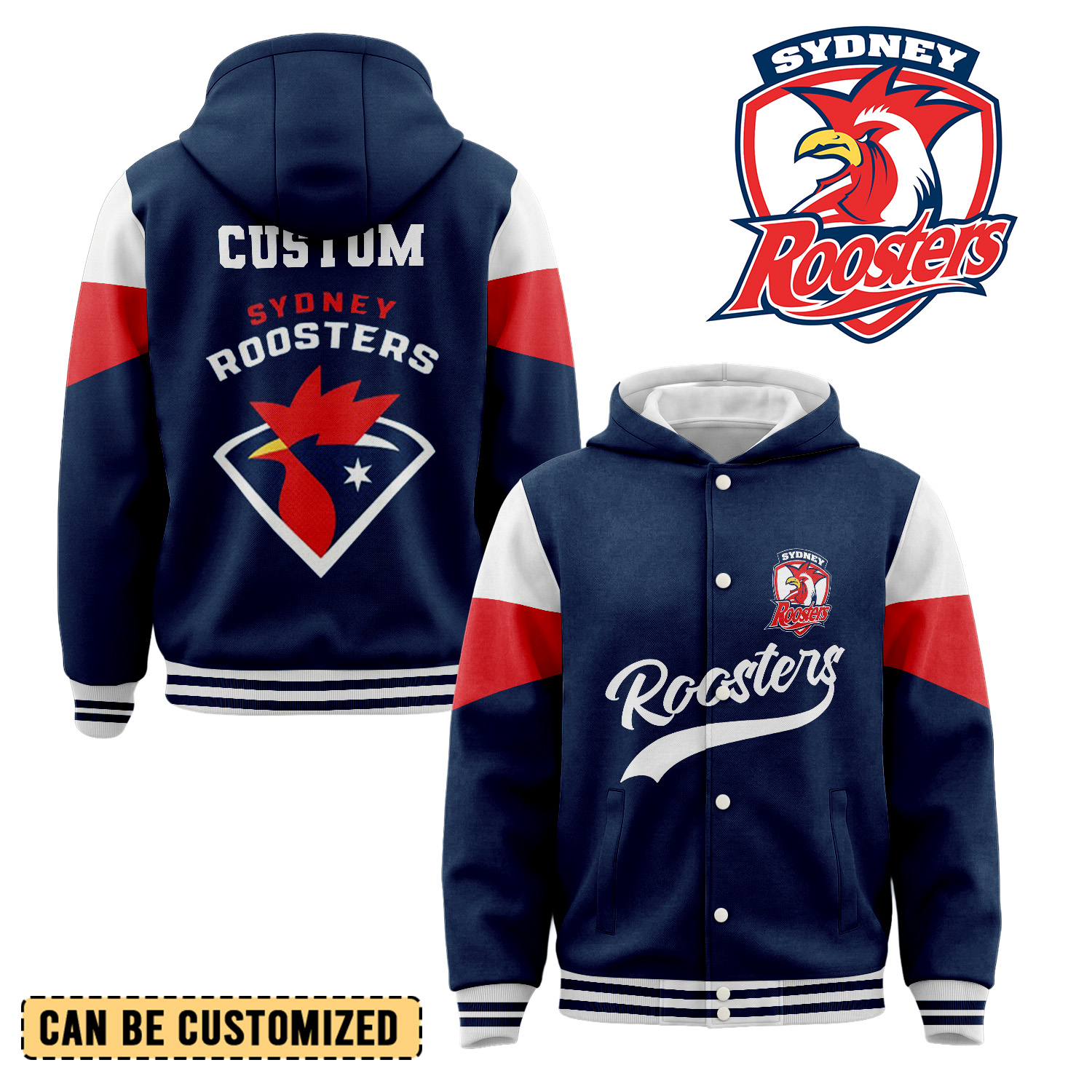 Auspiritmerch Sydney Roosters Personalized Hoodie Baseball Jacket Gift For Fans