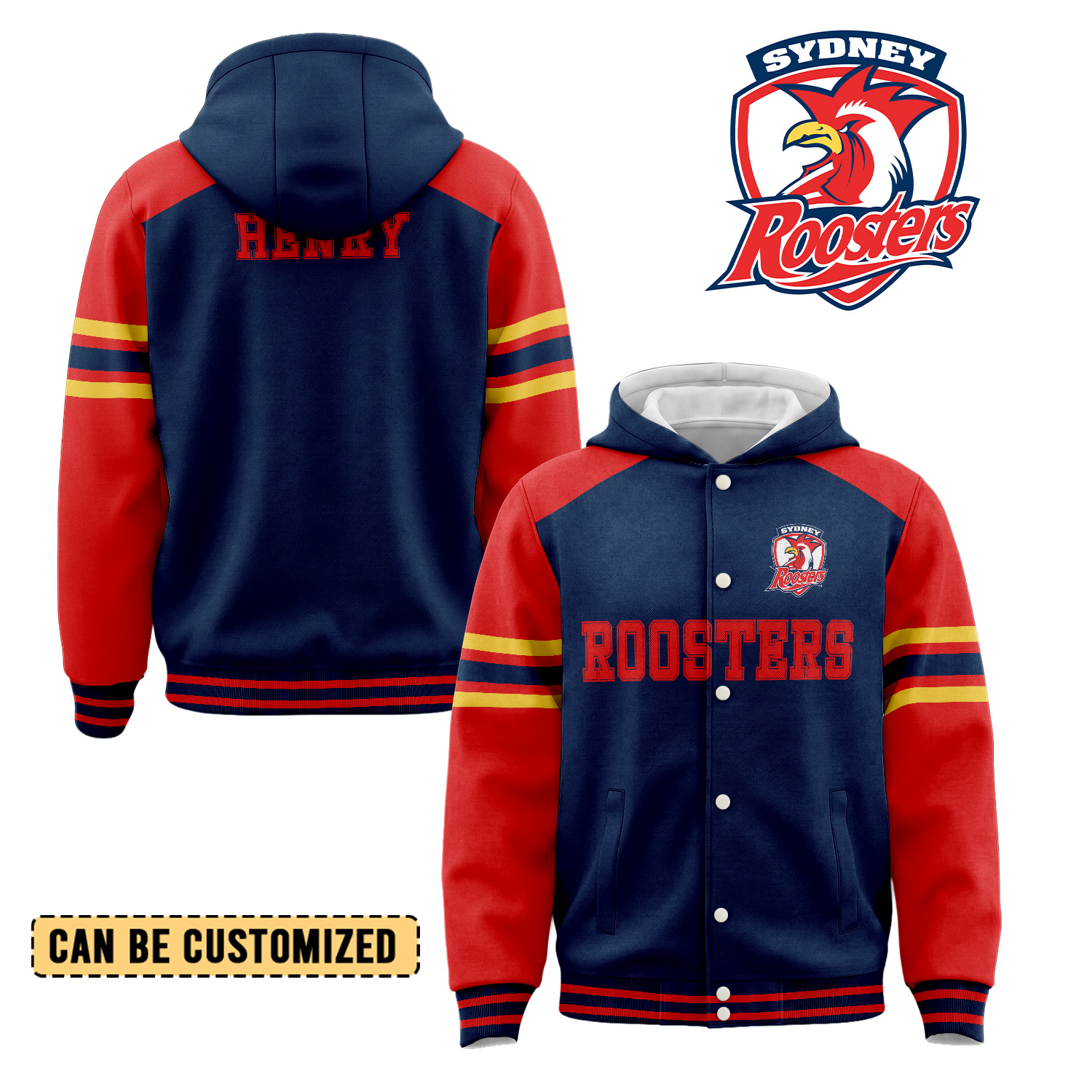 Auspiritmerch Sydney Roosters Personalized Hoodie Baseball Jacket Gift For Fans