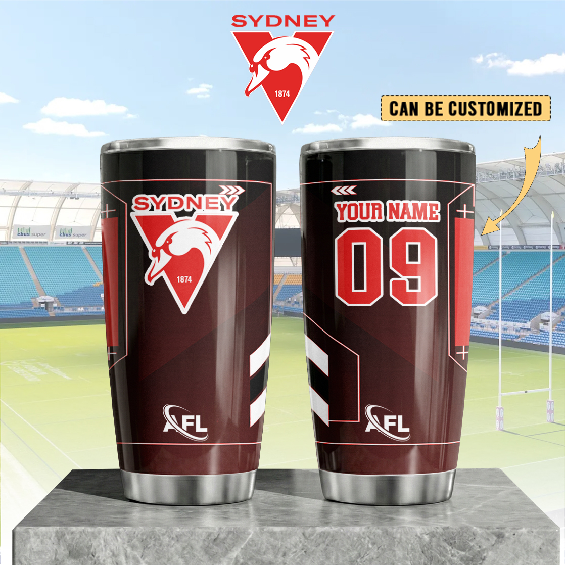 Auspiritmerch Sydney Swans Custom Stanley Quencher 20oz Stainless Steel Tumbler