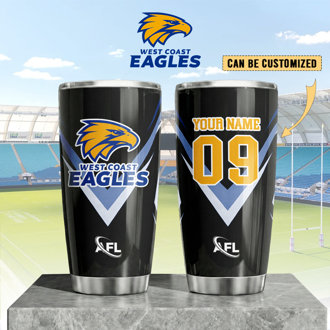 Auspiritmerch West Coast Eagles Custom Stanley Quencher 20oz Stainless Steel Tumbler