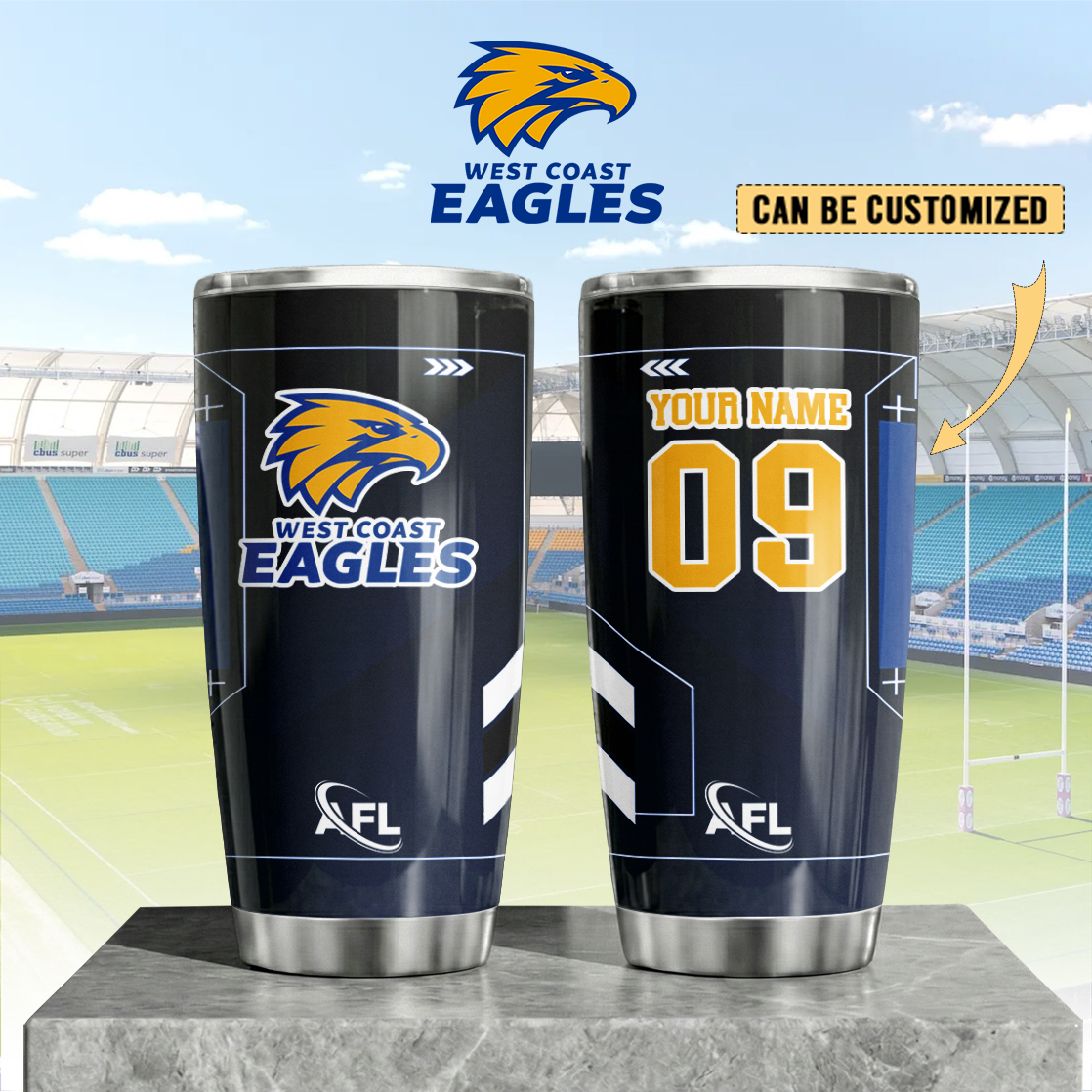 Auspiritmerch West Coast Eagles Custom Stanley Quencher 20oz Stainless Steel Tumbler