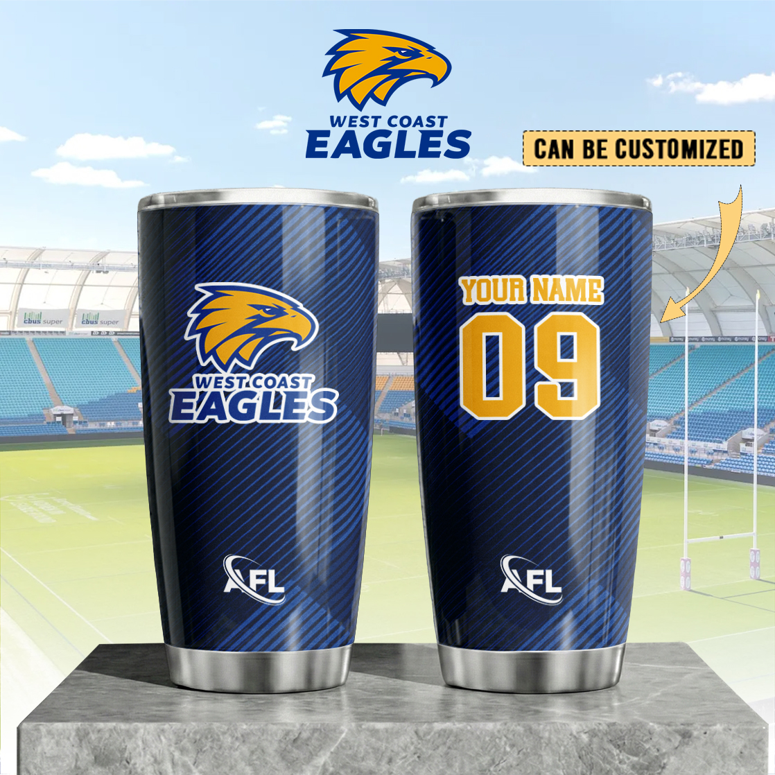 Auspiritmerch West Coast Eagles Custom Stanley Quencher 20oz Stainless Steel Tumbler