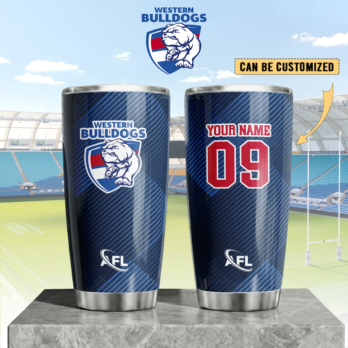 Auspiritmerch Western Bulldogs Custom Stanley Quencher 20oz Stainless Steel Tumbler