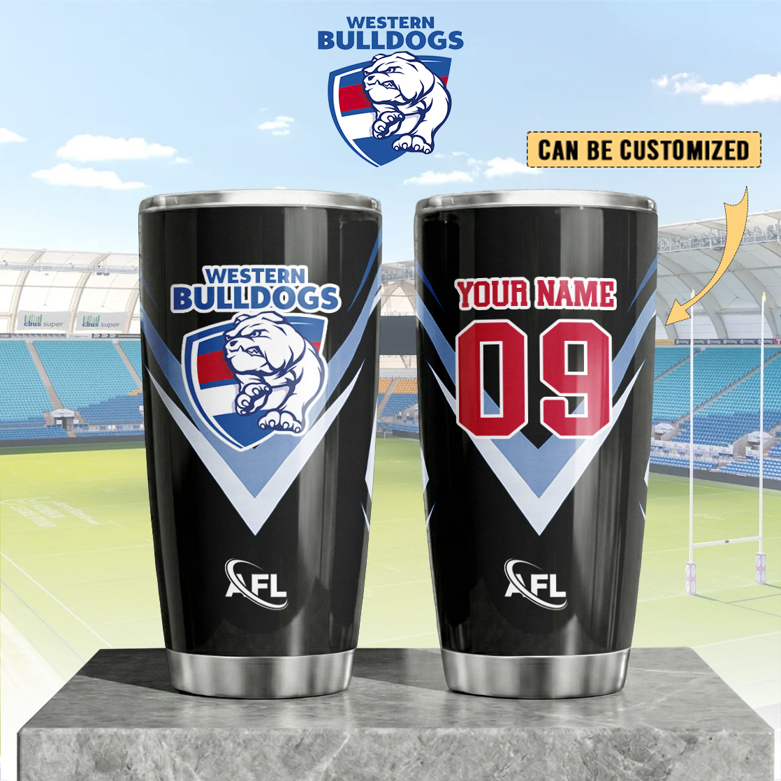 Auspiritmerch Western Bulldogs Custom Stanley Quencher 20oz Stainless Steel Tumbler
