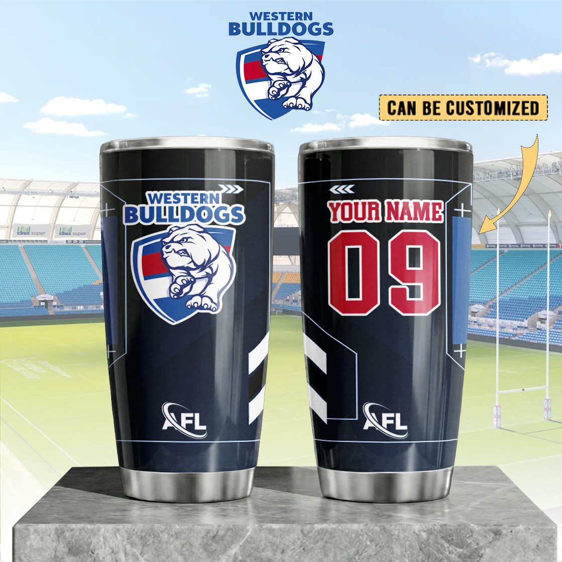 Auspiritmerch Western Bulldogs Custom Stanley Quencher 20oz Stainless Steel Tumbler