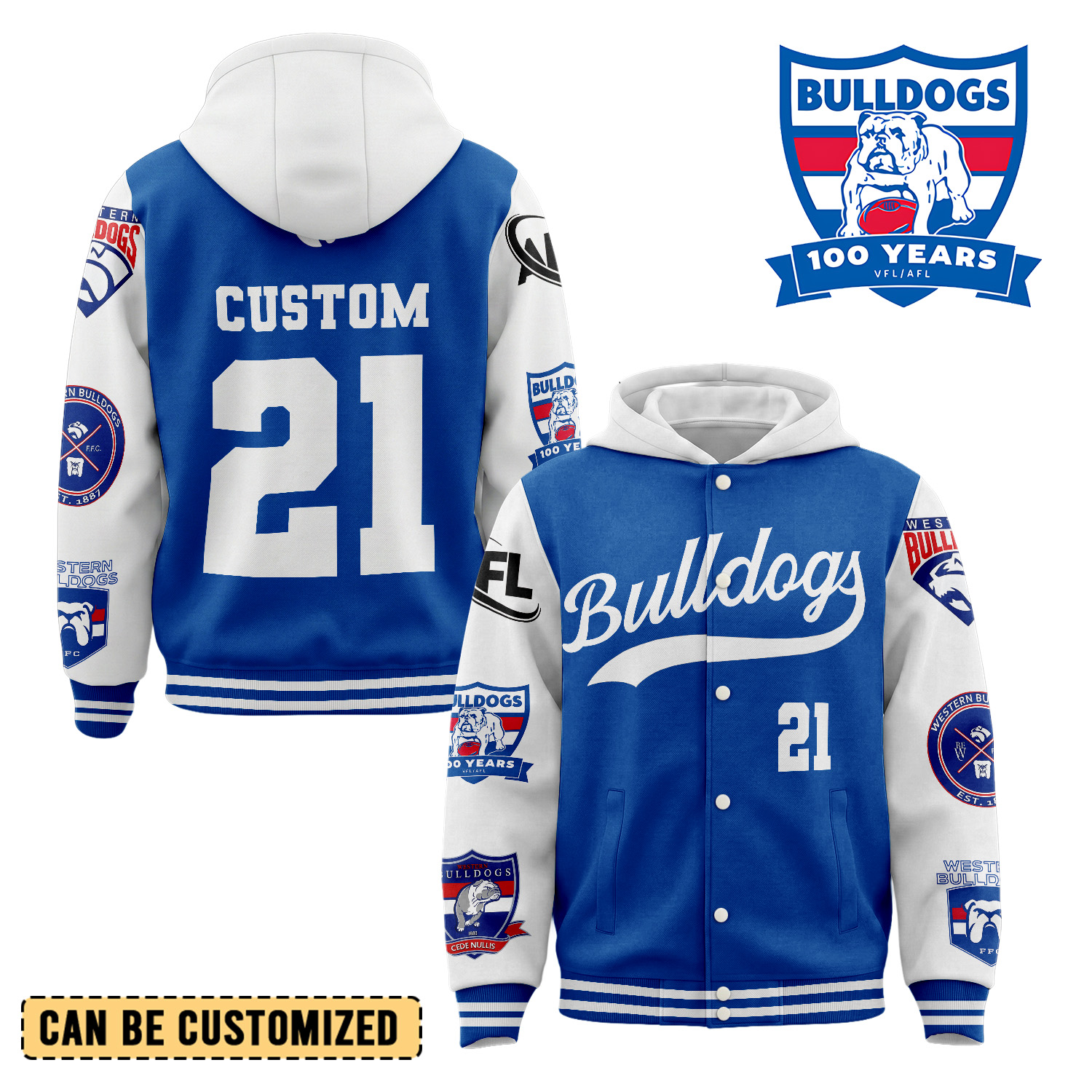 Auspiritmerch Western Bulldogs Personalized Hoodie Baseball Jacket Gift For Fans