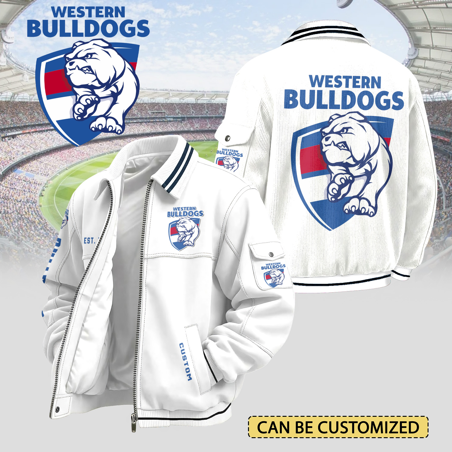 Auspiritmerch Western Bulldogs Personalized Varsity Jacket Gift For Fans