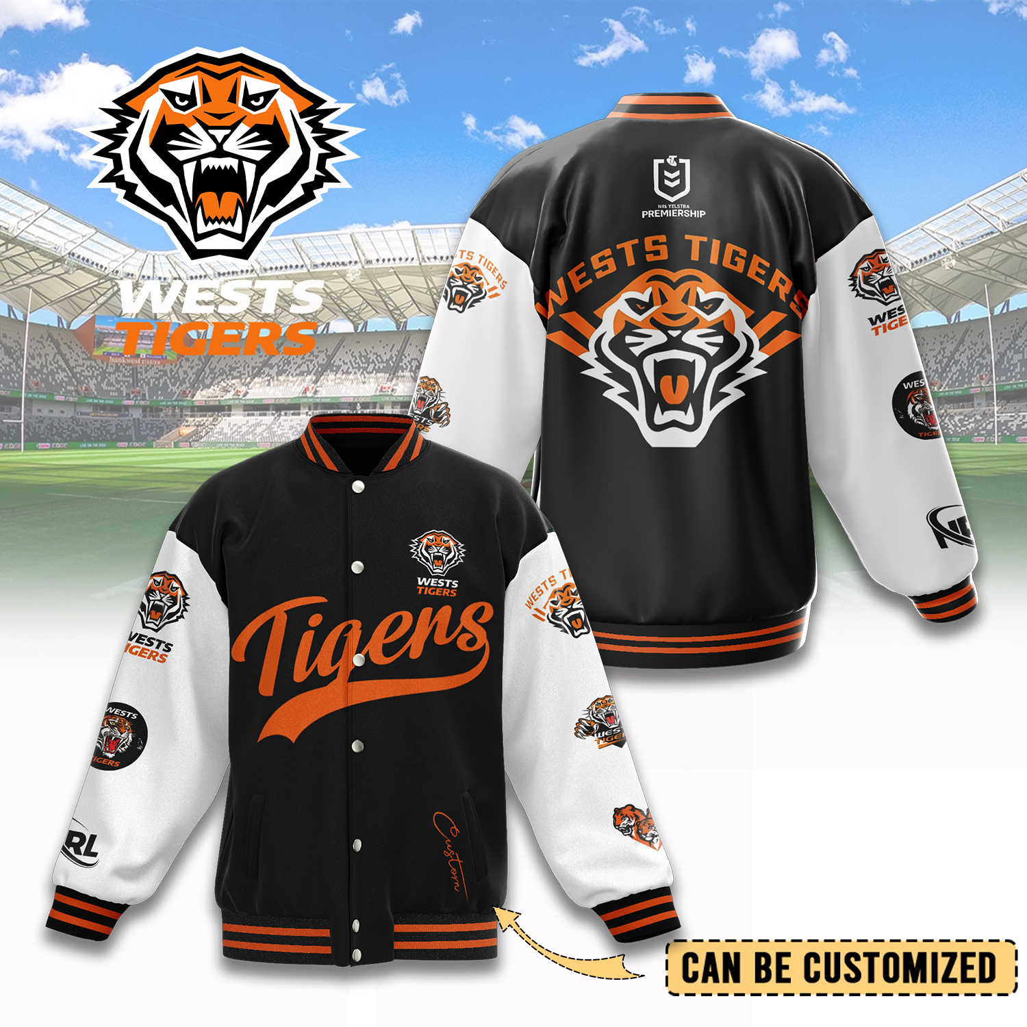 Auspiritmerch Wests Tigers Personalized Baseball Jacket Gifts For Fans