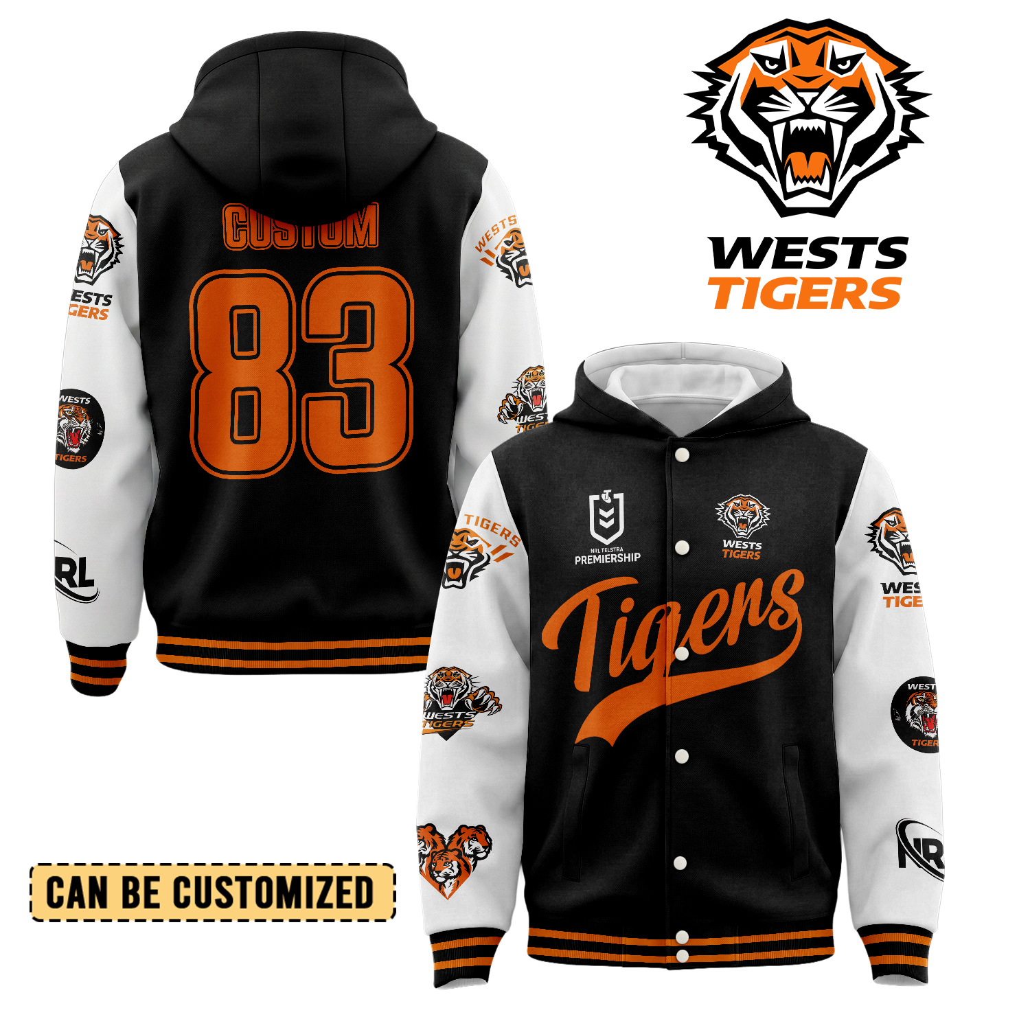 Auspiritmerch Wests Tigers Personalized Hoodie Baseball Jacket Gift For Fans