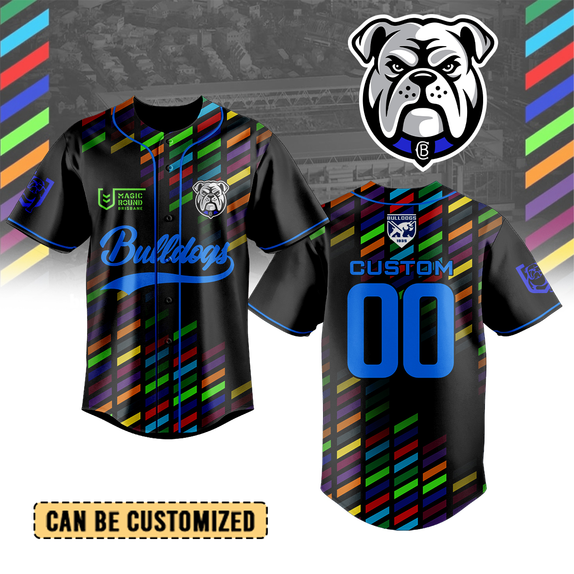 Auspiritmerch Canterbury-Bankstown Bulldogs Personalized Baseball Jersey Gifts For Fans