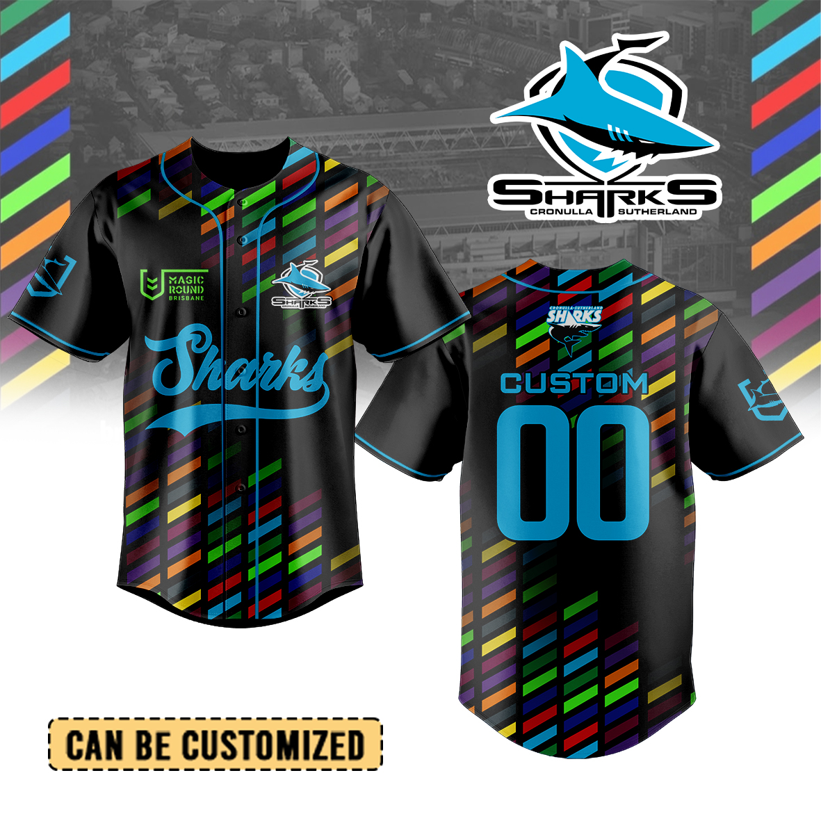 Auspiritmerch Cronulla-Sutherland Sharks Personalized Baseball Jersey Gifts For Fans