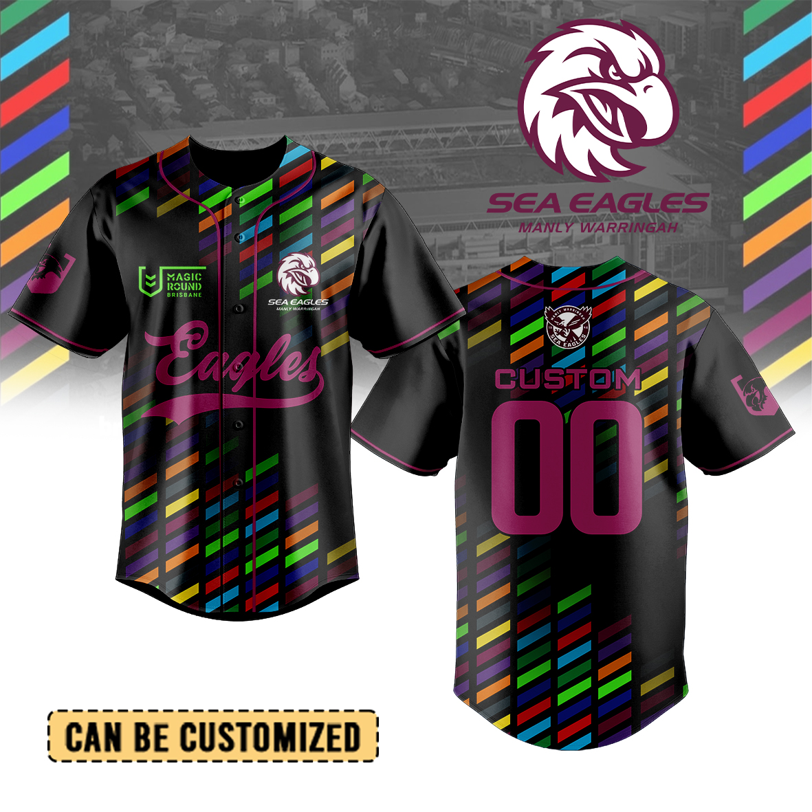 Auspiritmerch Manly Warringah Sea Eagles Personalized Baseball Jersey Gifts For Fans