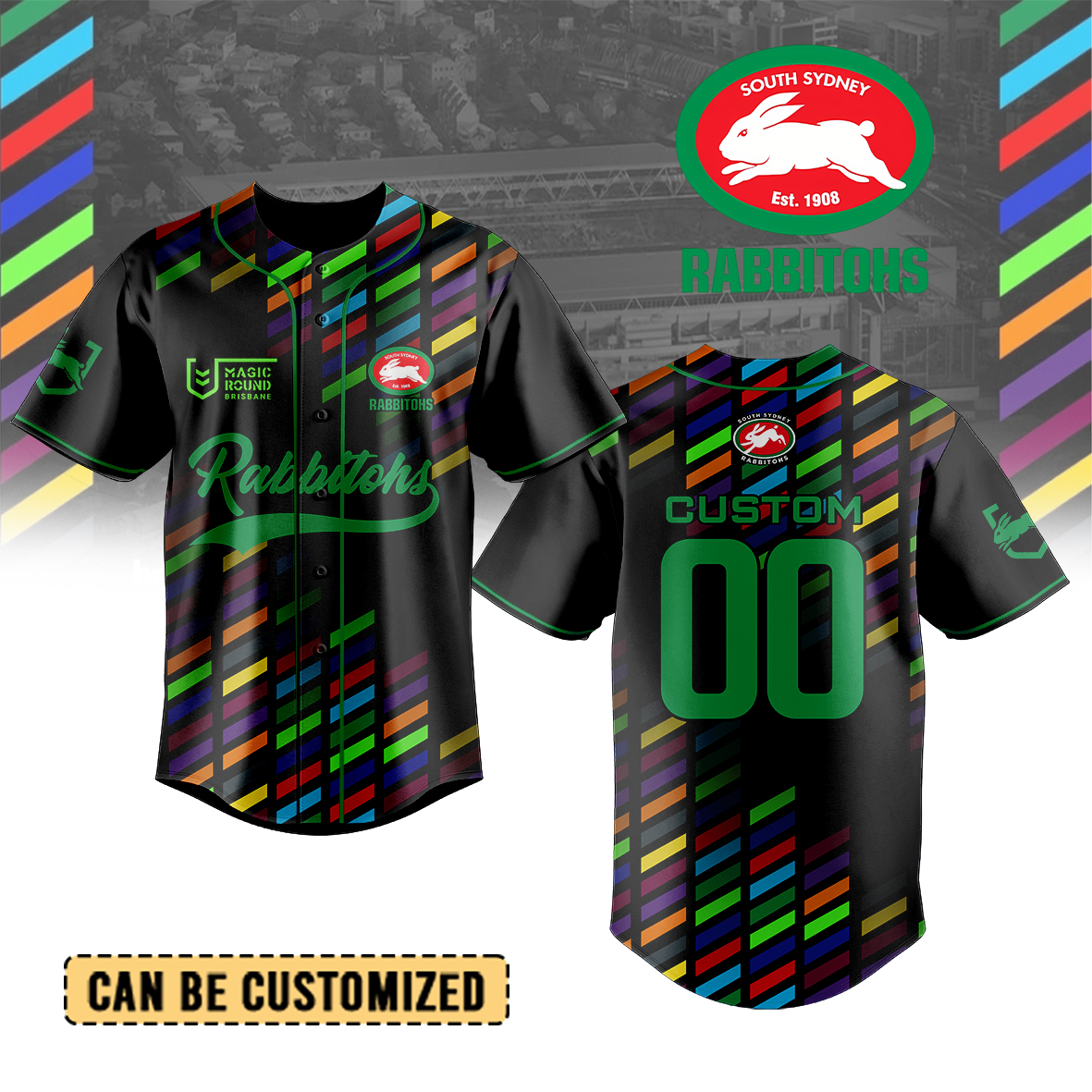 Auspiritmerch South Sydney Rabbitohs Personalized Baseball Jersey Gifts For Fans