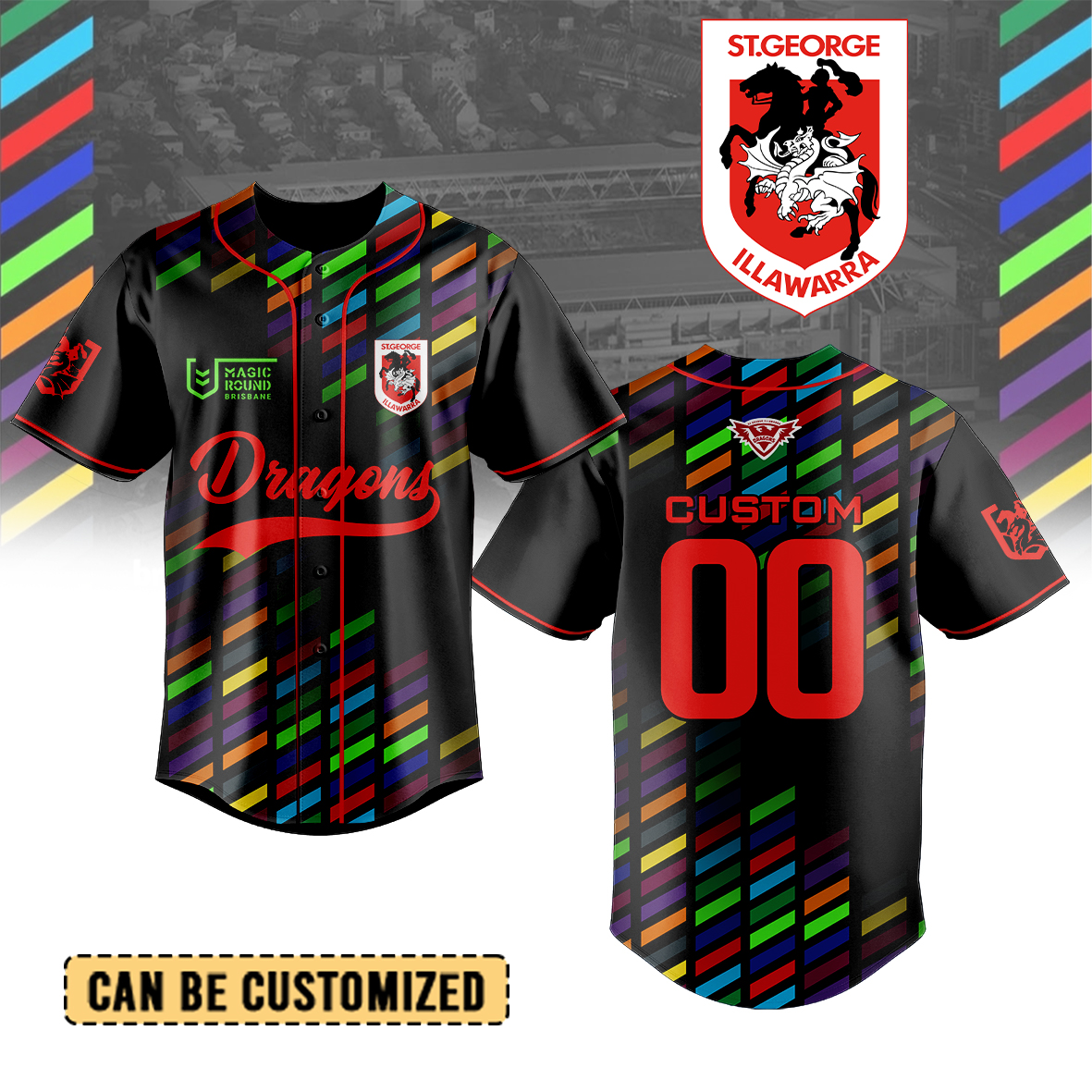 Auspiritmerch St. George Illawarra Dragons Personalized Baseball Jersey Gifts For Fans