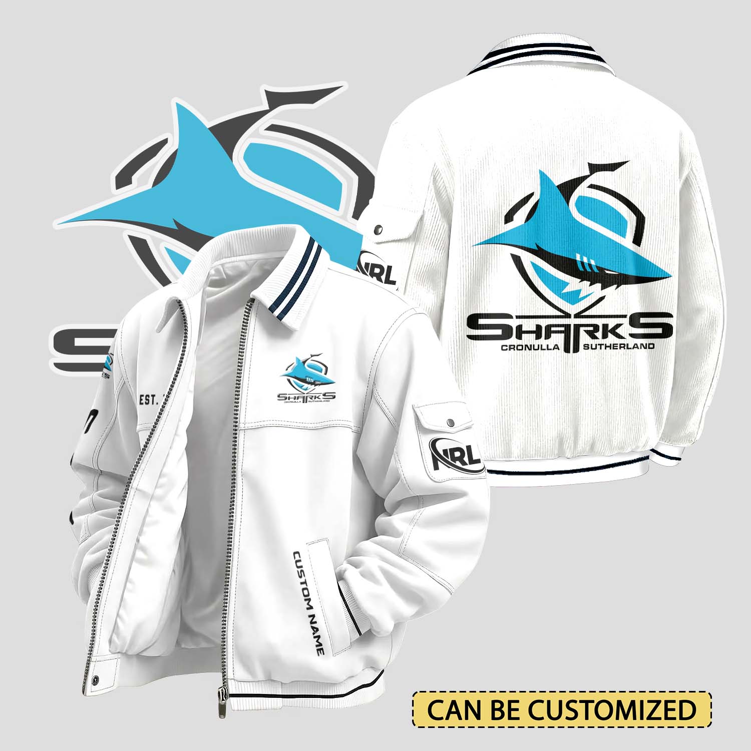 Auspiritmerch Cronulla-Sutherland Sharks Personalized Varsity Jacket Gift For Fans