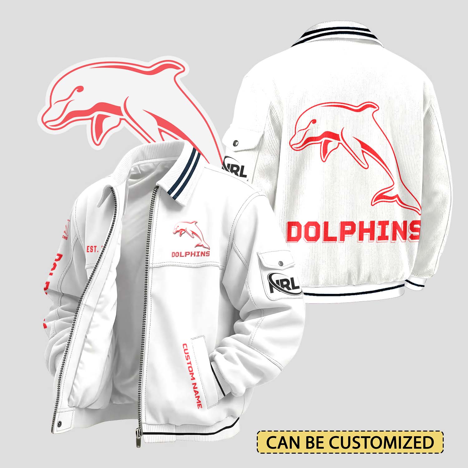 Auspiritmerch Dolphins Personalized Varsity Jacket Gift For Fans