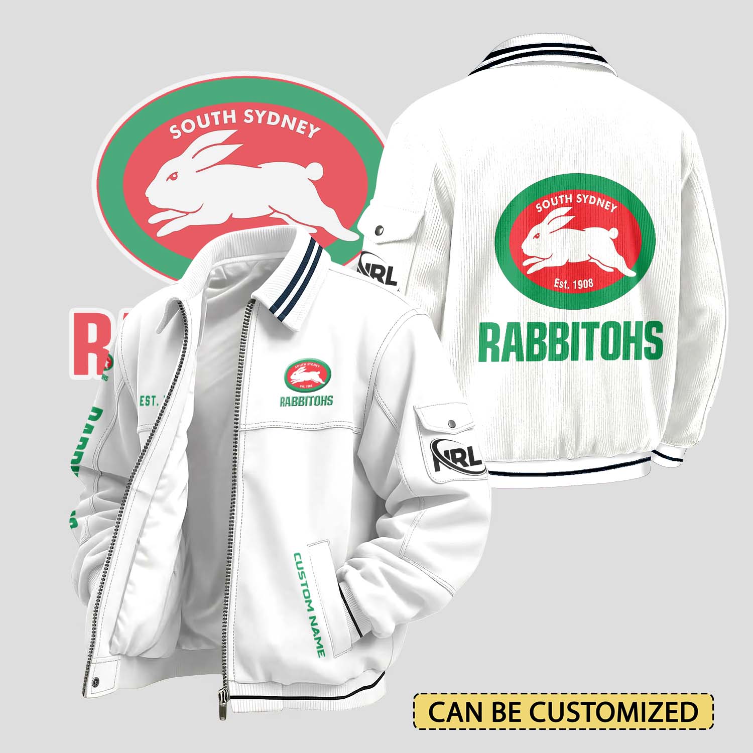 Auspiritmerch South Sydney Rabbitohs Personalized Varsity Jacket Gift For Fans