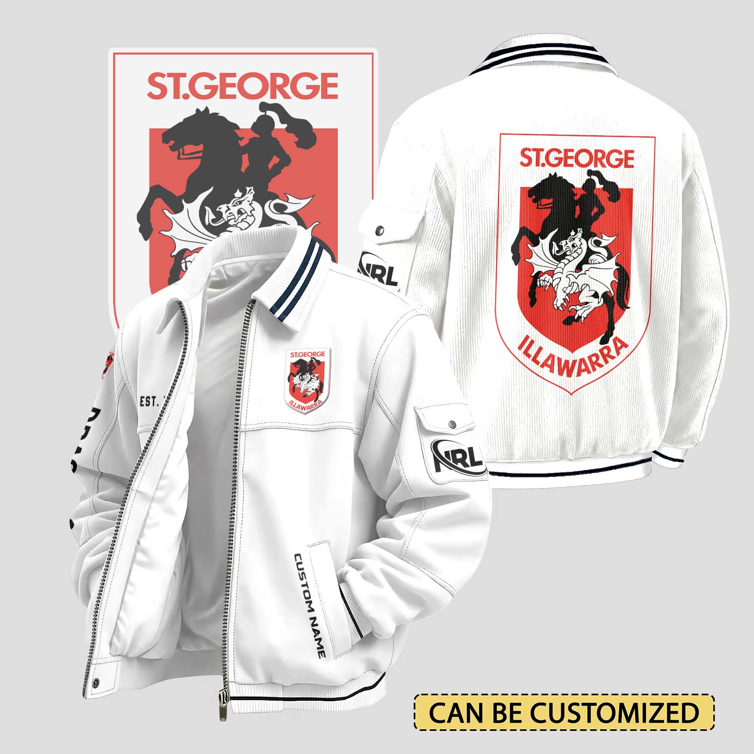 Auspiritmerch St. George Illawarra Dragons Personalized Varsity Jacket Gift For Fans