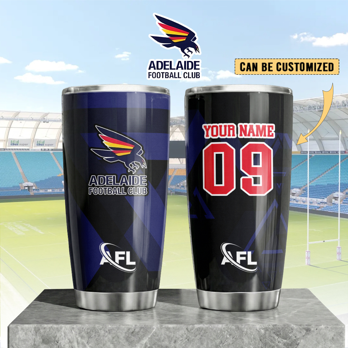 Auspiritmerch Adelaide Crows Custom Stanley Quencher 20oz Stainless Steel Tumbler