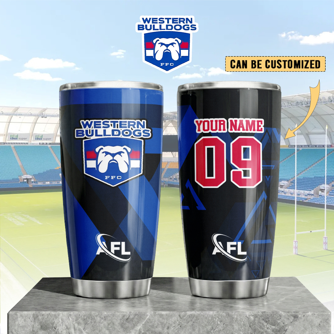 Auspiritmerch Western Bulldogs Custom Stanley Quencher 20oz Stainless Steel Tumbler