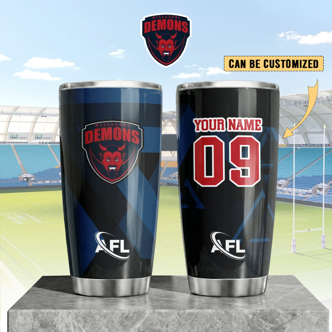 Auspiritmerch Melbourne Demons Custom Stanley Quencher 20oz Stainless Steel Tumbler