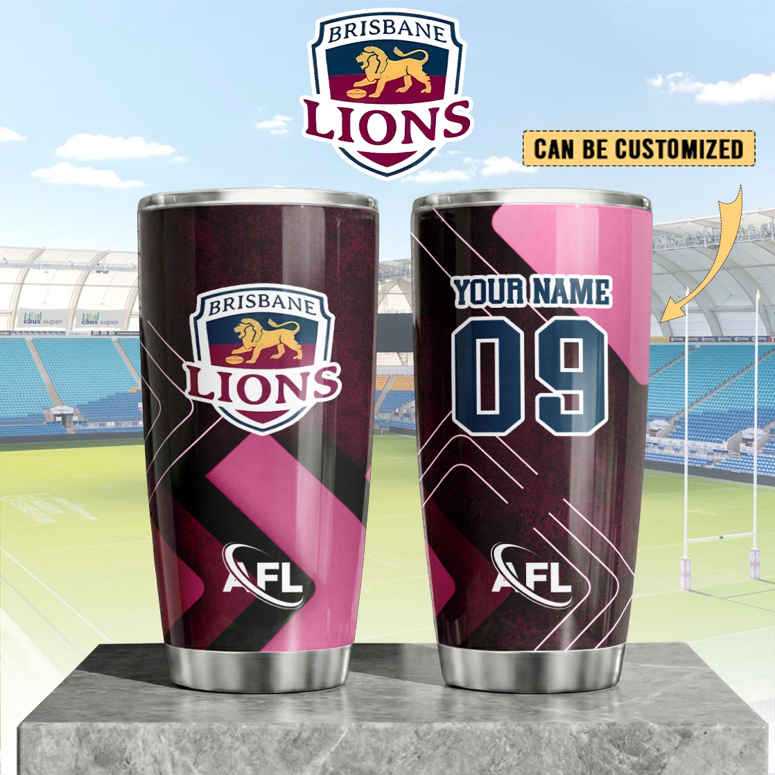 Auspiritmerch Brisbane Lions Custom Stanley Quencher 20oz Stainless Steel Tumbler