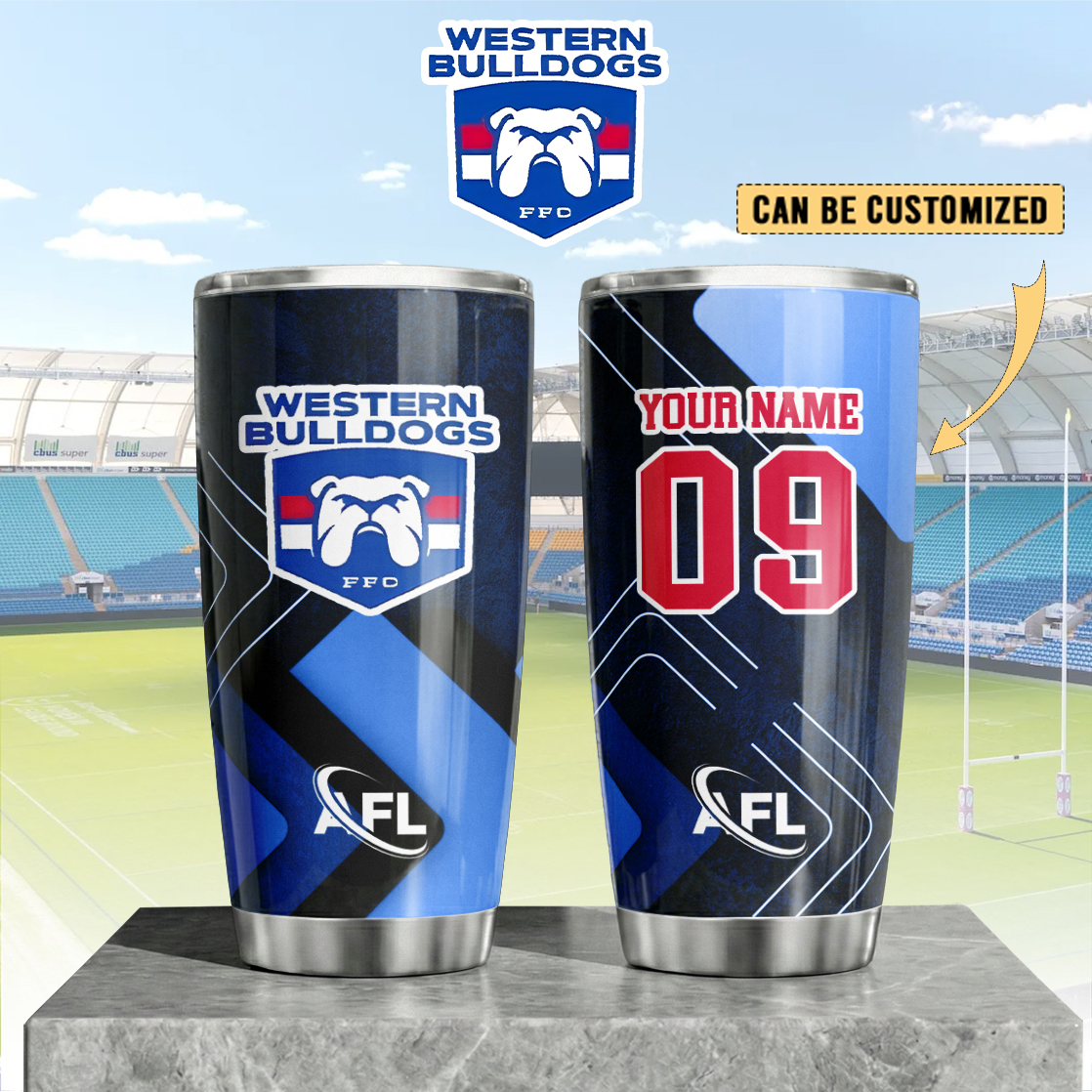 Auspiritmerch Western Bulldogs Custom Stanley Quencher 20oz Stainless Steel Tumbler