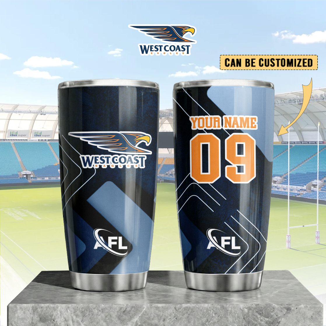 Auspiritmerch West Coast Eagles Custom Stanley Quencher 20oz Stainless Steel Tumbler