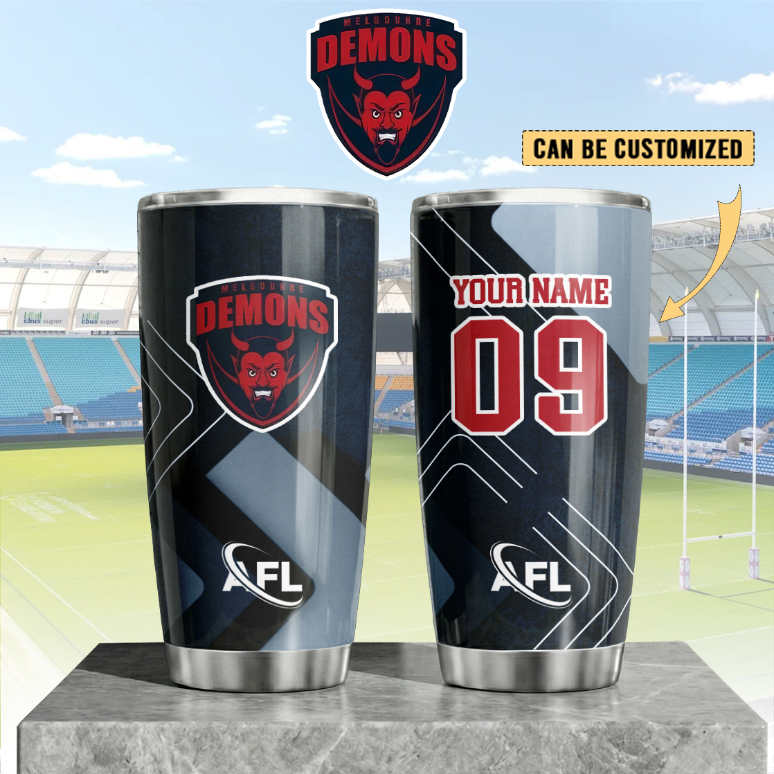 Auspiritmerch Melbourne Demons Custom Stanley Quencher 20oz Stainless Steel Tumbler